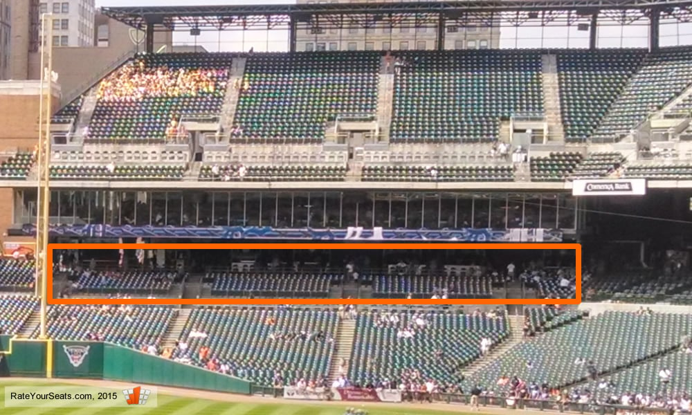 Shaded seating in Sections 112 through 115 at Comerica Park