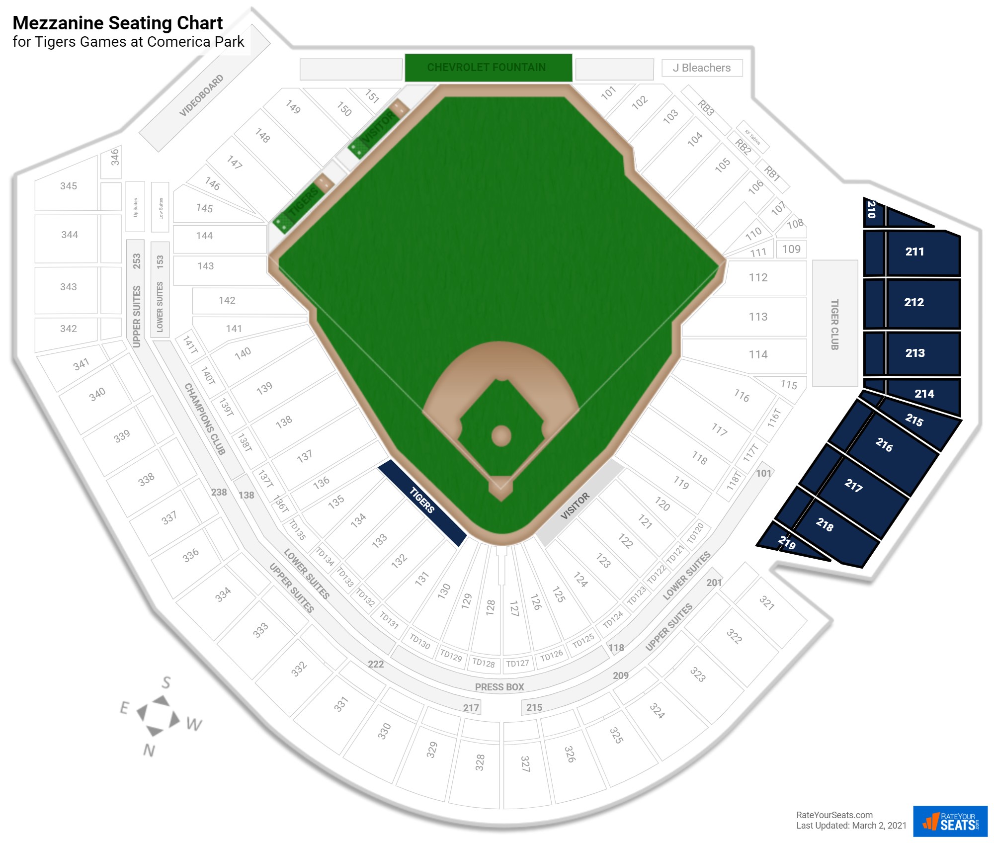 Mezzanine - Comerica Park Baseball Seating - RateYourSeats.com