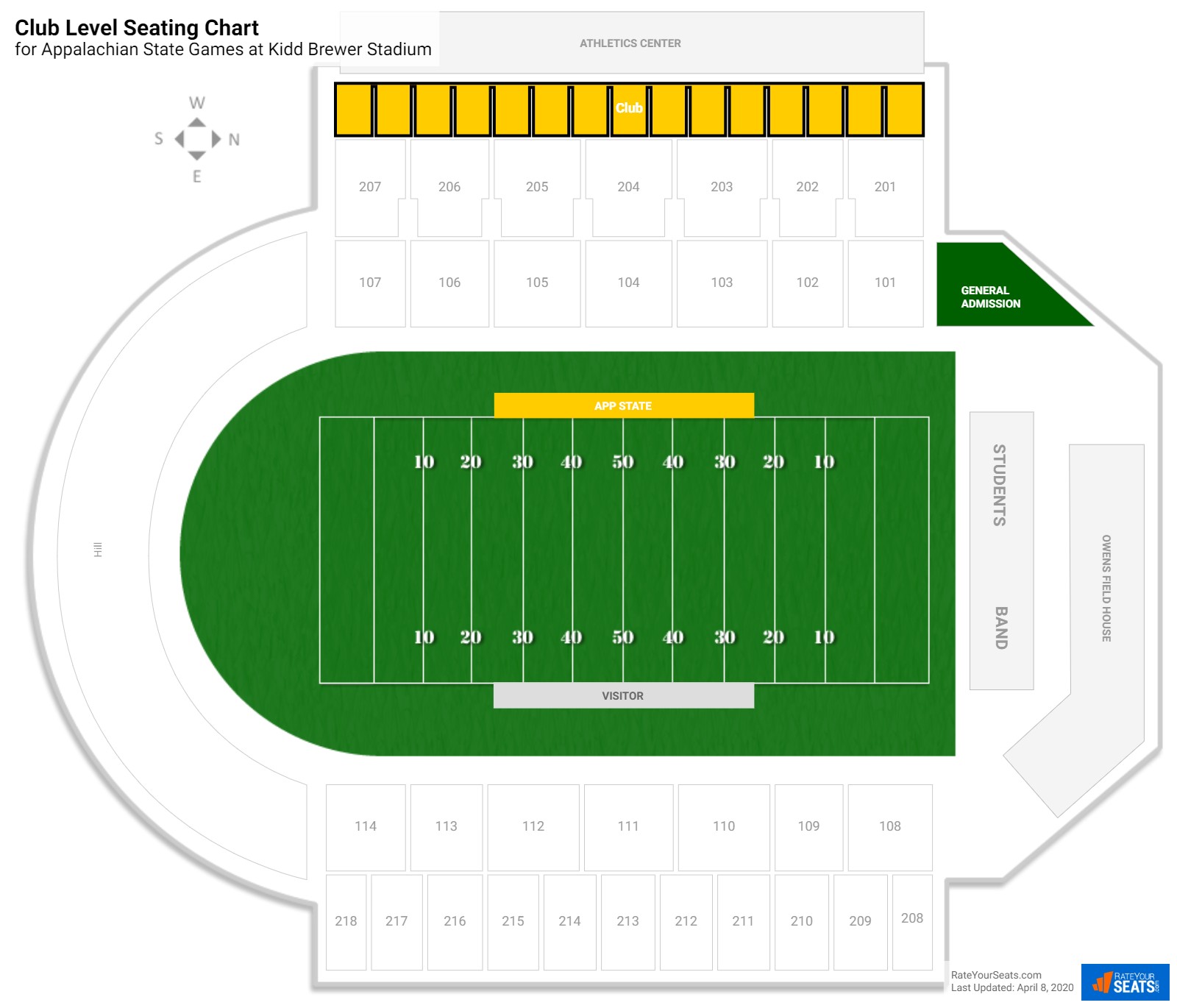 Club Level - Kidd Brewer Stadium Football Seating - RateYourSeats.com