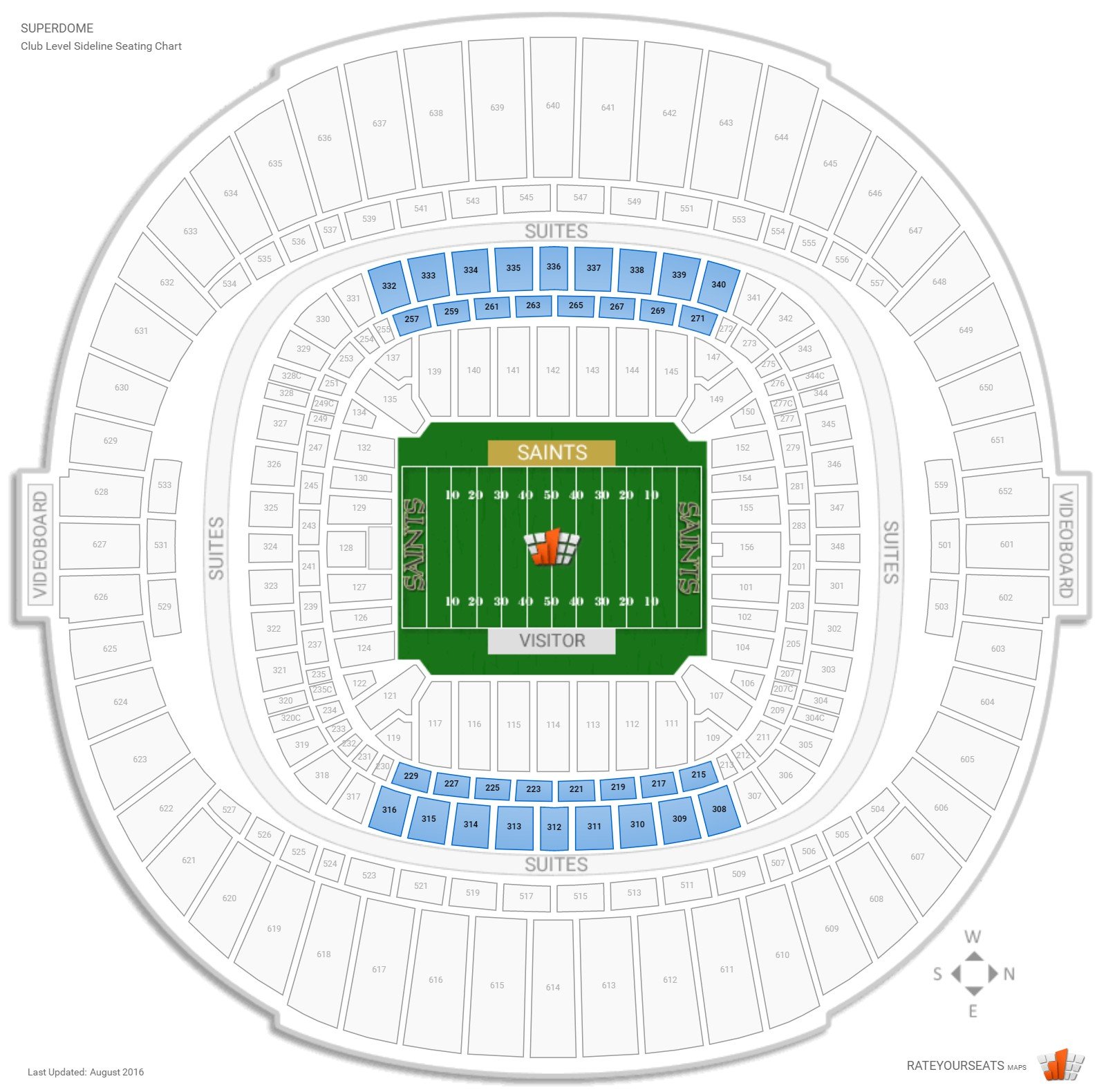 Club Level Sideline Superdome Football Seating