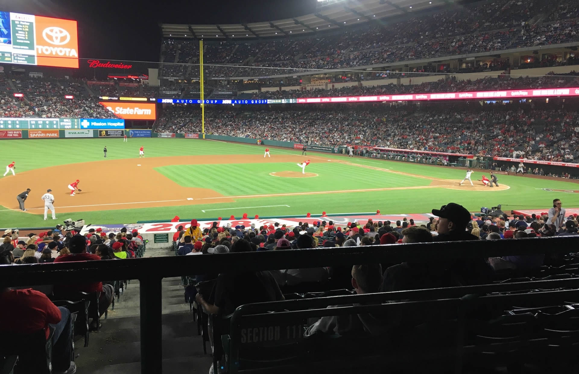section 210, row a seat view  - angel stadium