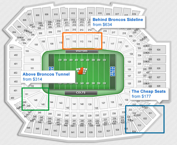 Broncos - Colts Tickets Map