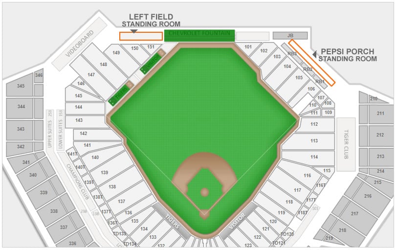 Detroit Tigers Comerica Park Seating Chart & Interactive Map ...