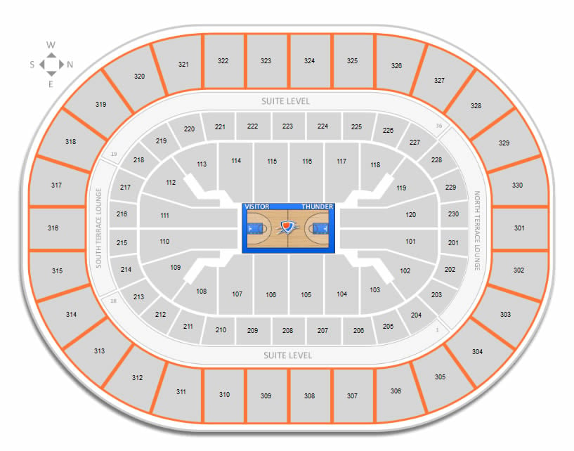 Oklahoma City Thunder Chesapeake Energy Arena Seating Chart ...