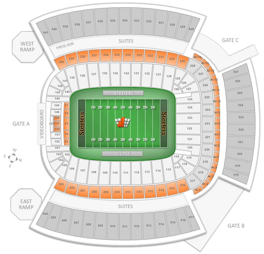 Club Seating Locations at Heinz Field