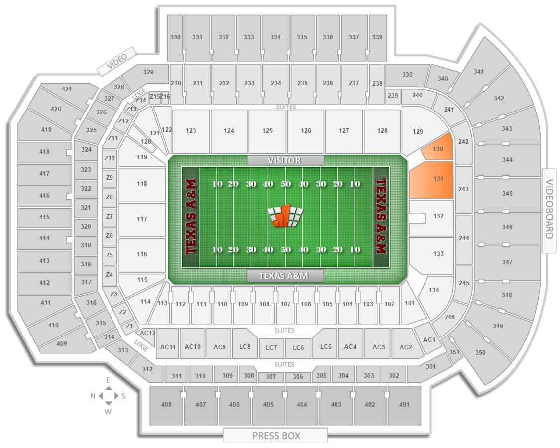 Texas A&M Football Kyle Field Seating Chart & Interactive ...