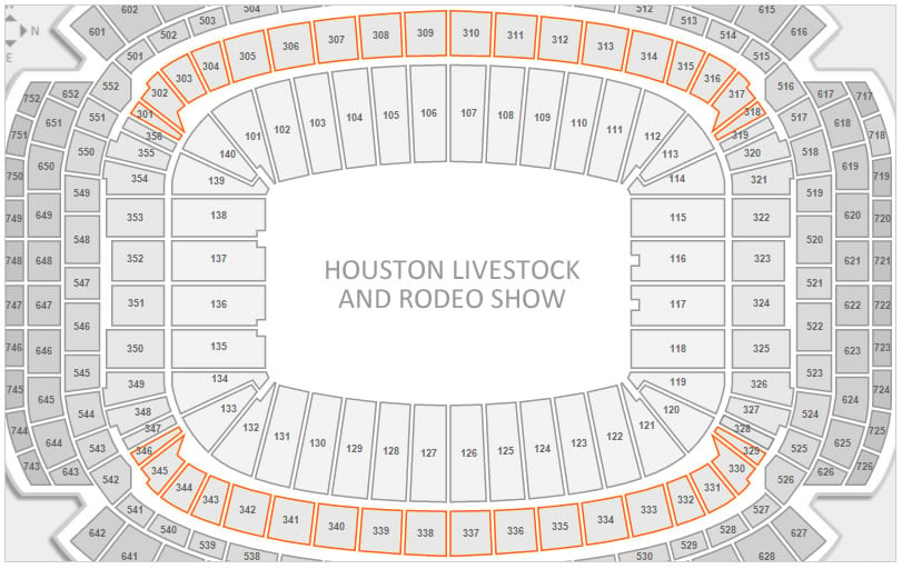 Club seating for the Houston Livestock and Rodeo Show at NRG Stadium