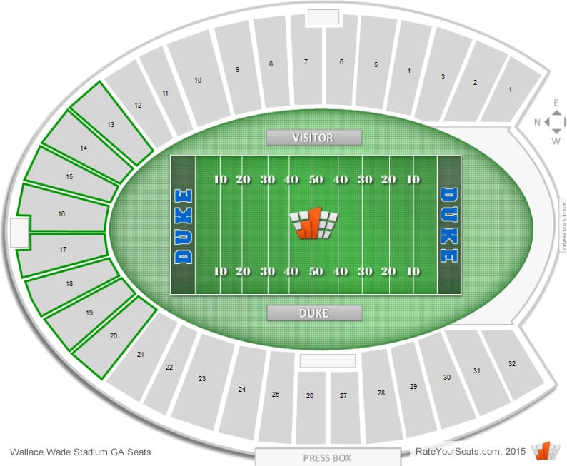 Duke Football Wallace Wade Stadium Seating Chart