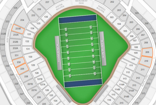Yankee Stadium Football Seating Chart & Interactive Map ...