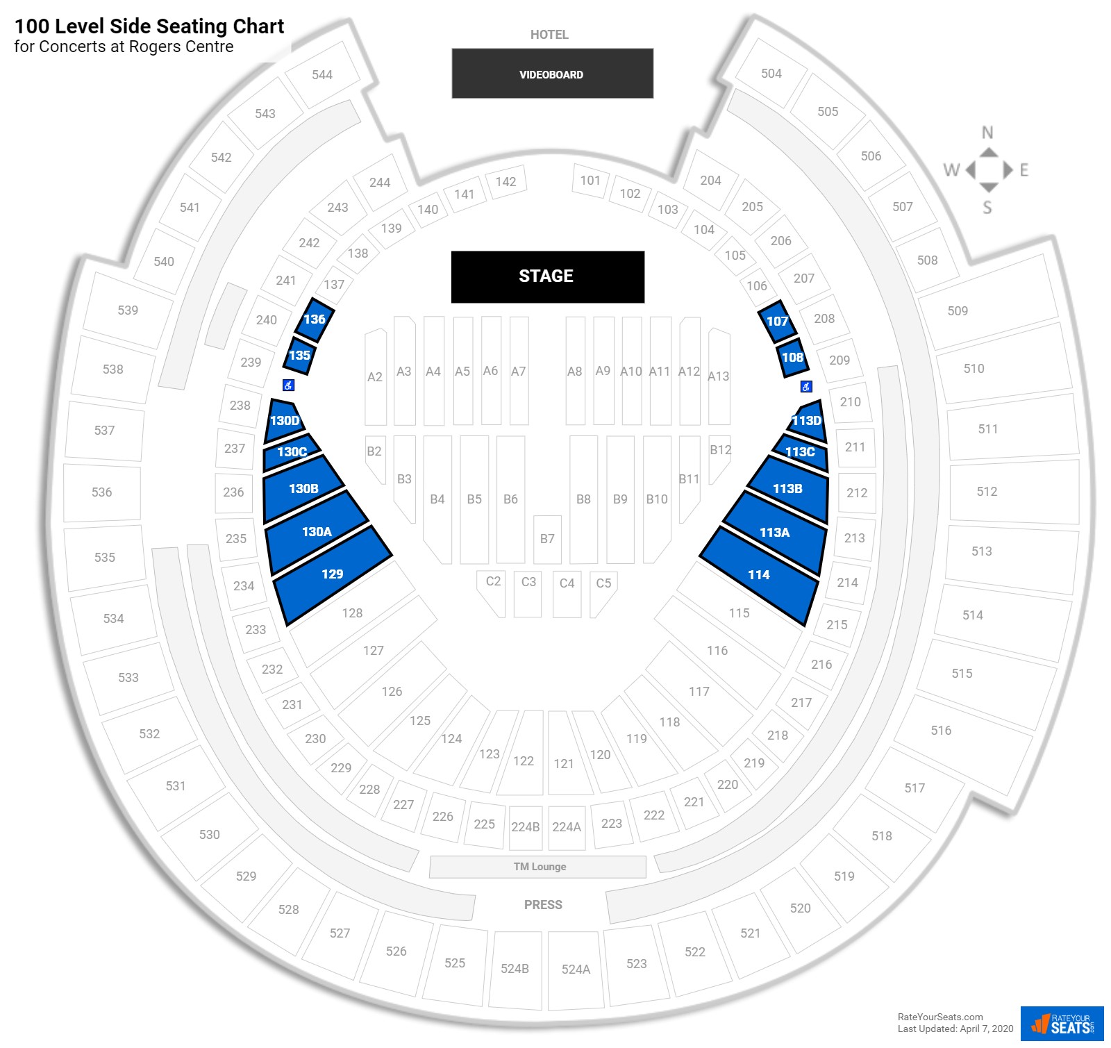 Rogers Centre Seating for Concerts - RateYourSeats.com