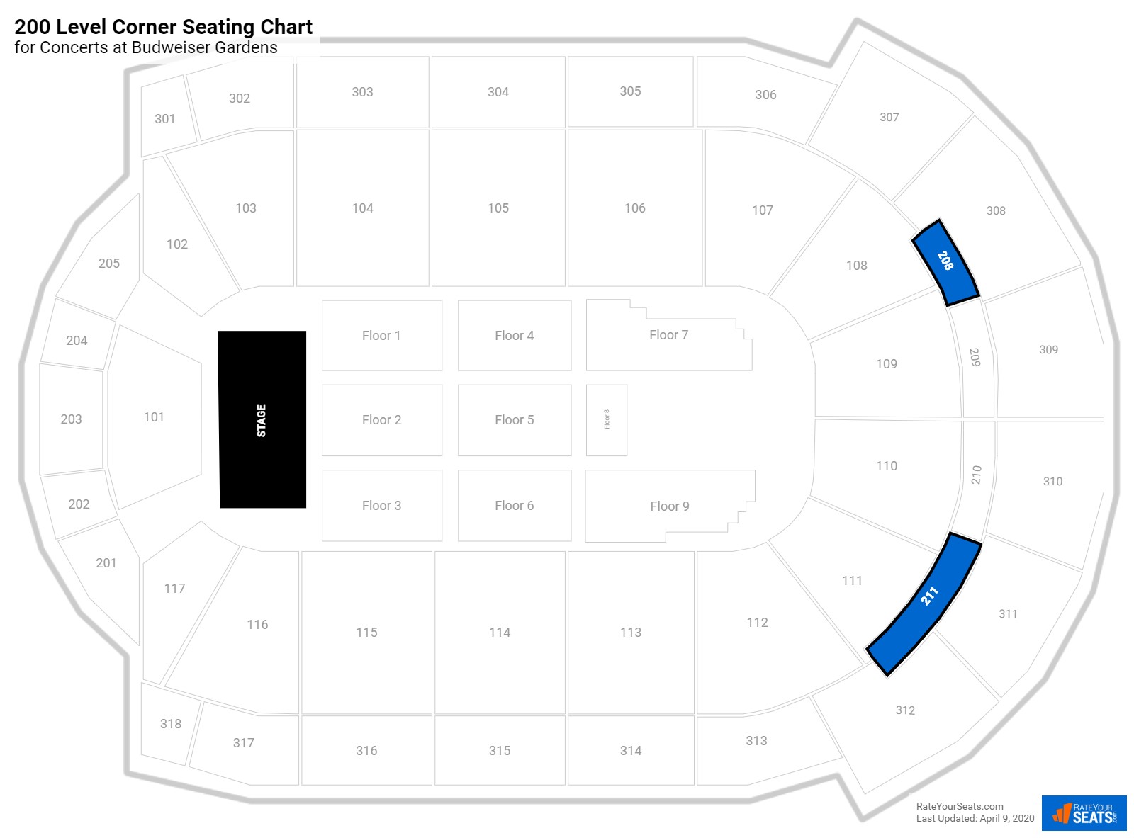 Budweiser Stage Seating Map