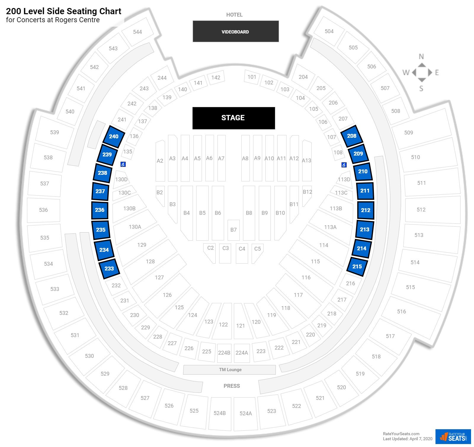 Rogers Centre Seating for Concerts - RateYourSeats.com