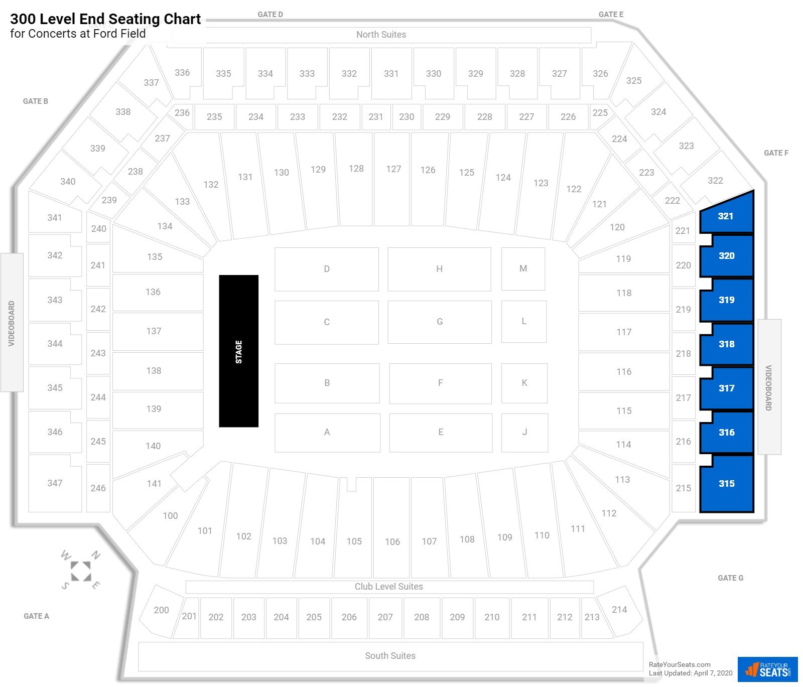 Ford Field Seating for Concerts - RateYourSeats.com