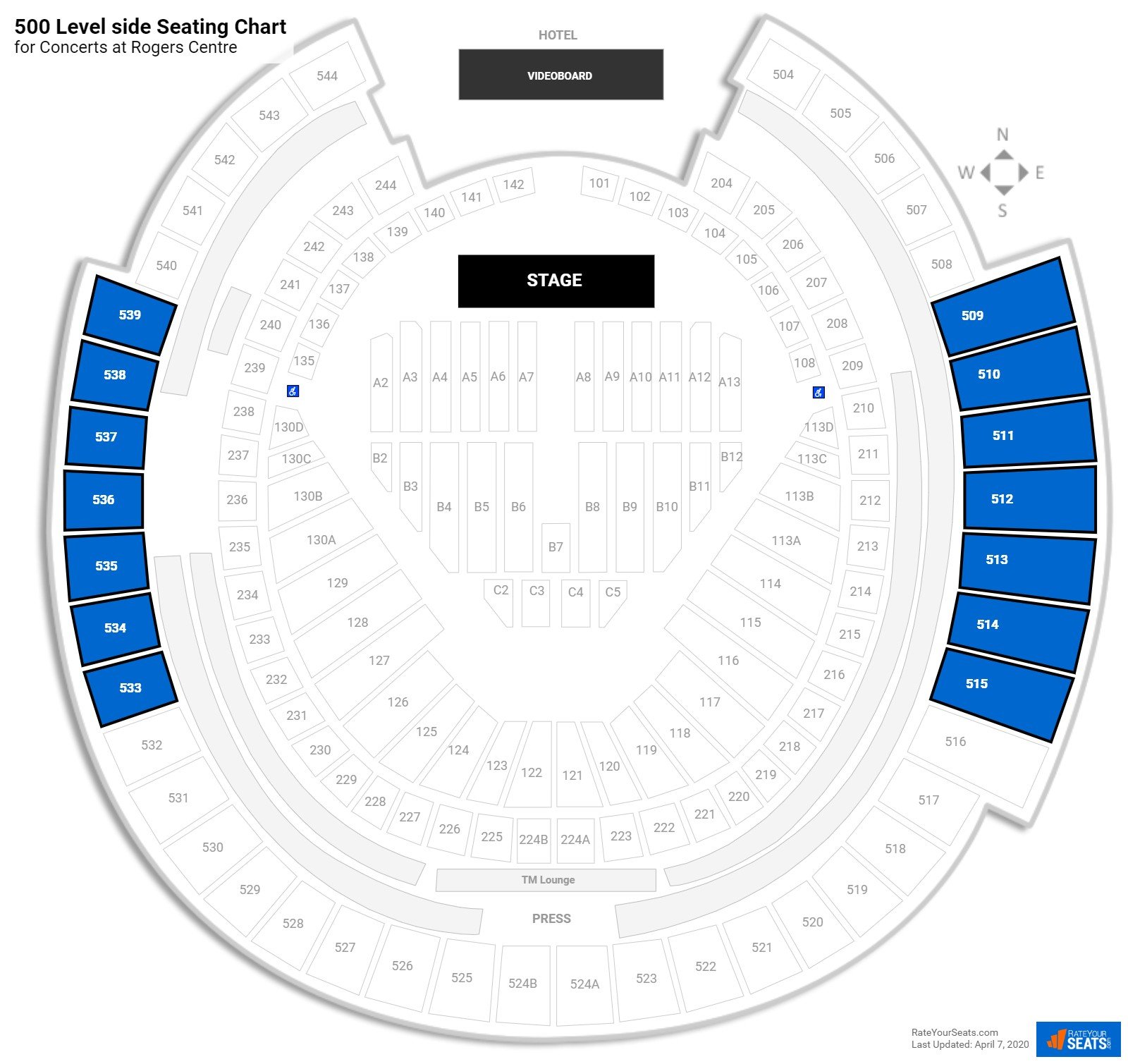 Rogers Centre Seating for Concerts - RateYourSeats.com