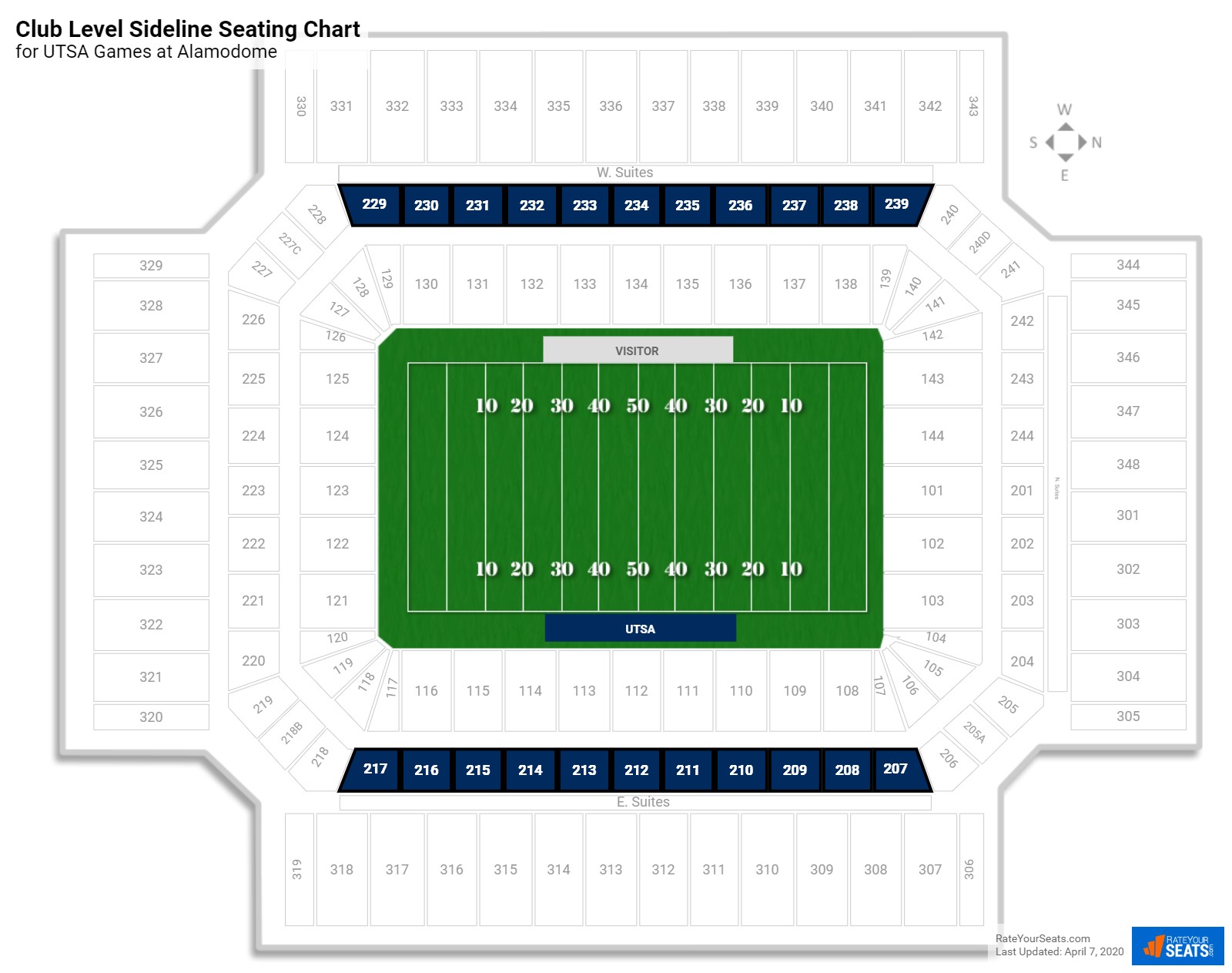 Club Level Sideline - Alamodome Football Seating - RateYourSeats.com