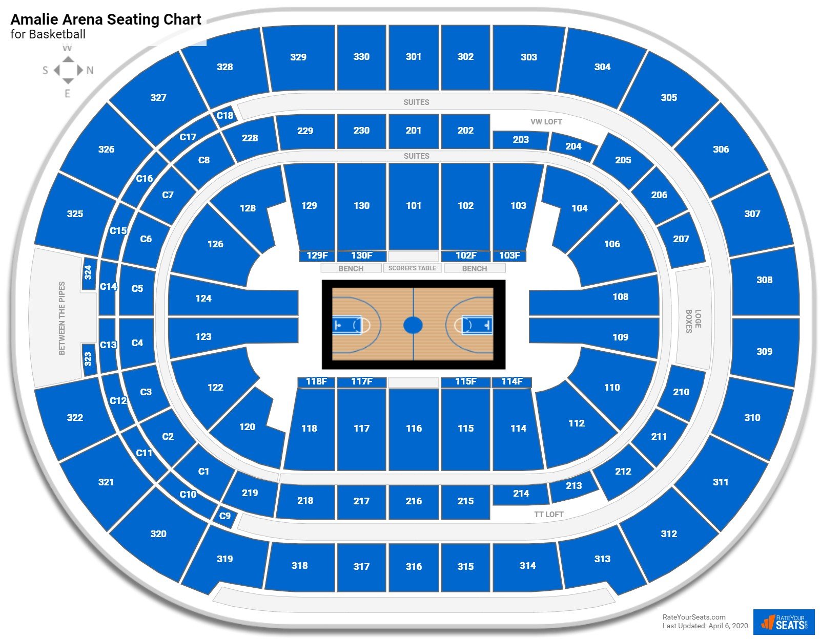 Amalie Arena Terrace Level Sideline Basketball Seating RateYourSeats