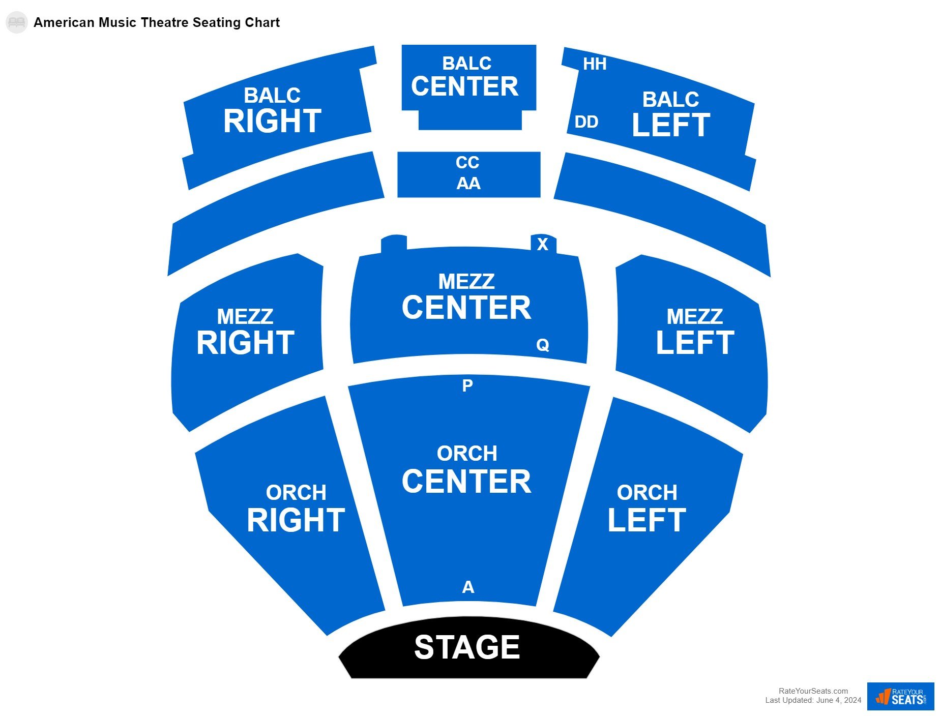 Comedy seating chart at American Music Theatre