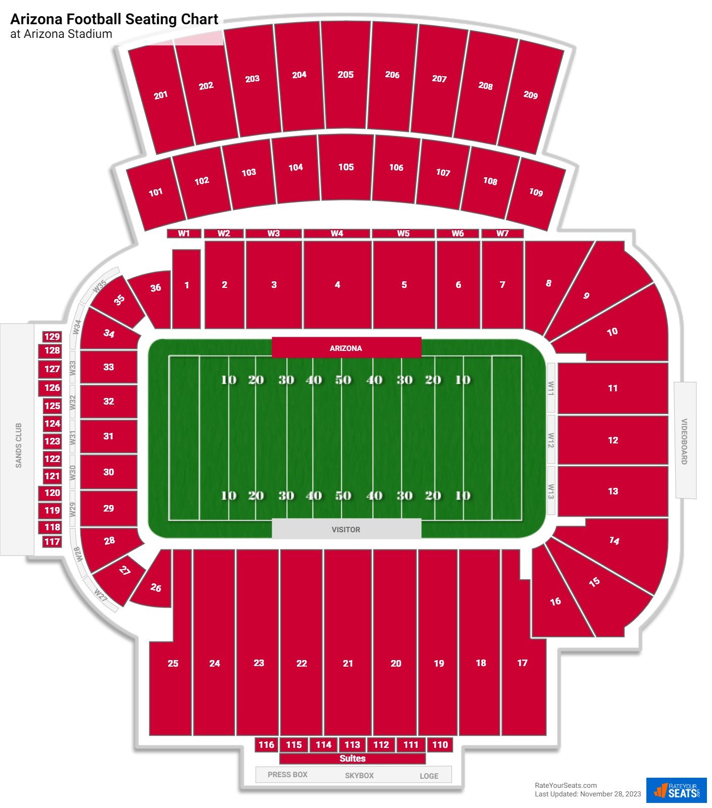 University Of Arizona Football Stadium Seating Map