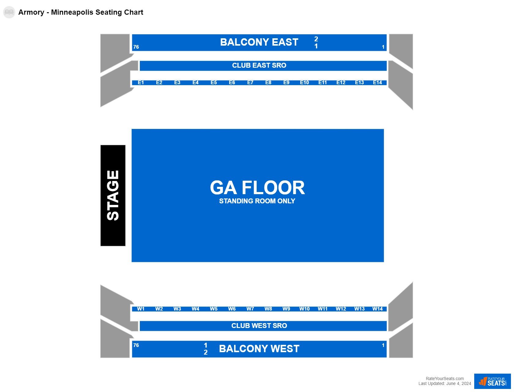 Concert seating chart at Armory - Minneapolis