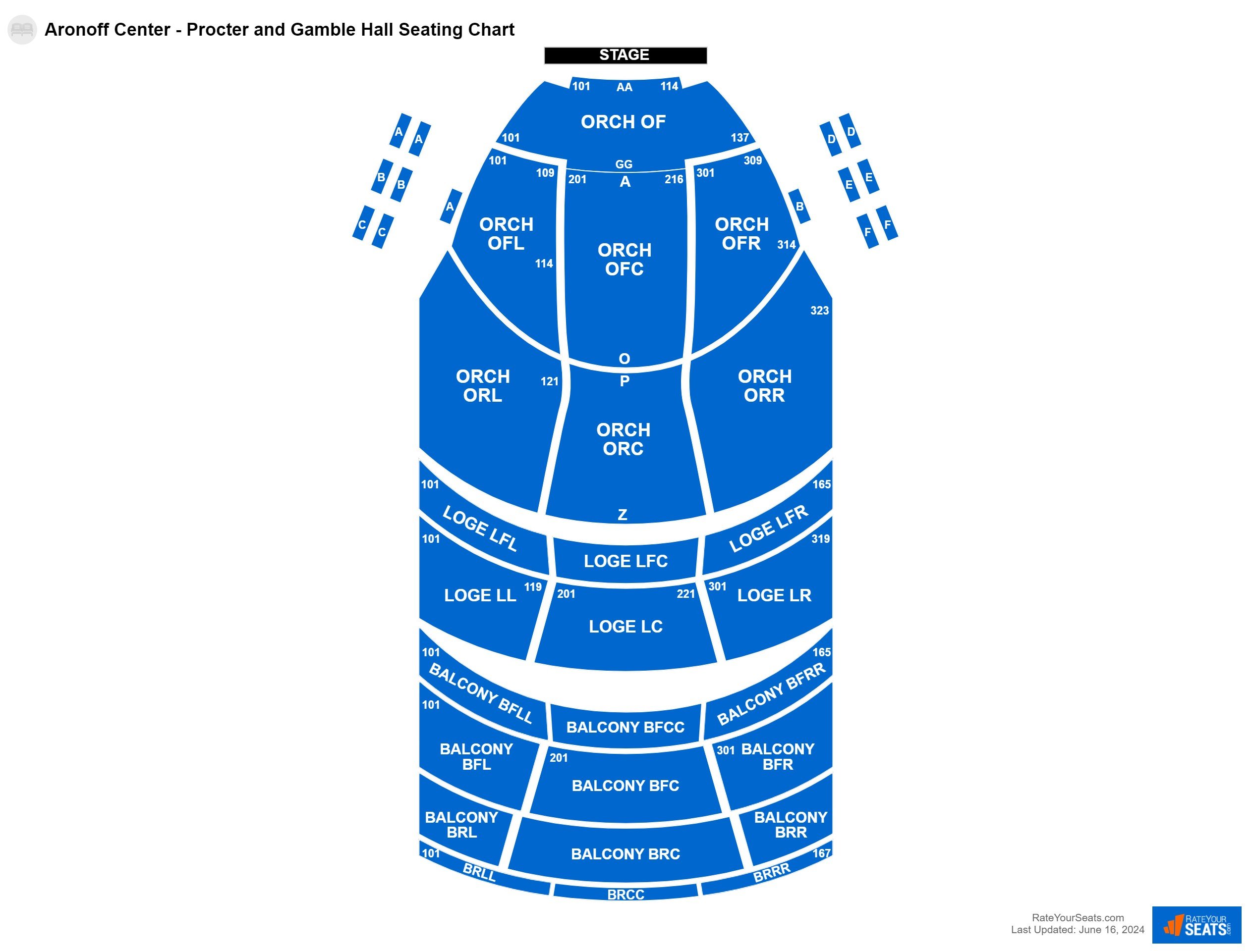 Concert seating chart at Aronoff Center - Procter and Gamble Hall