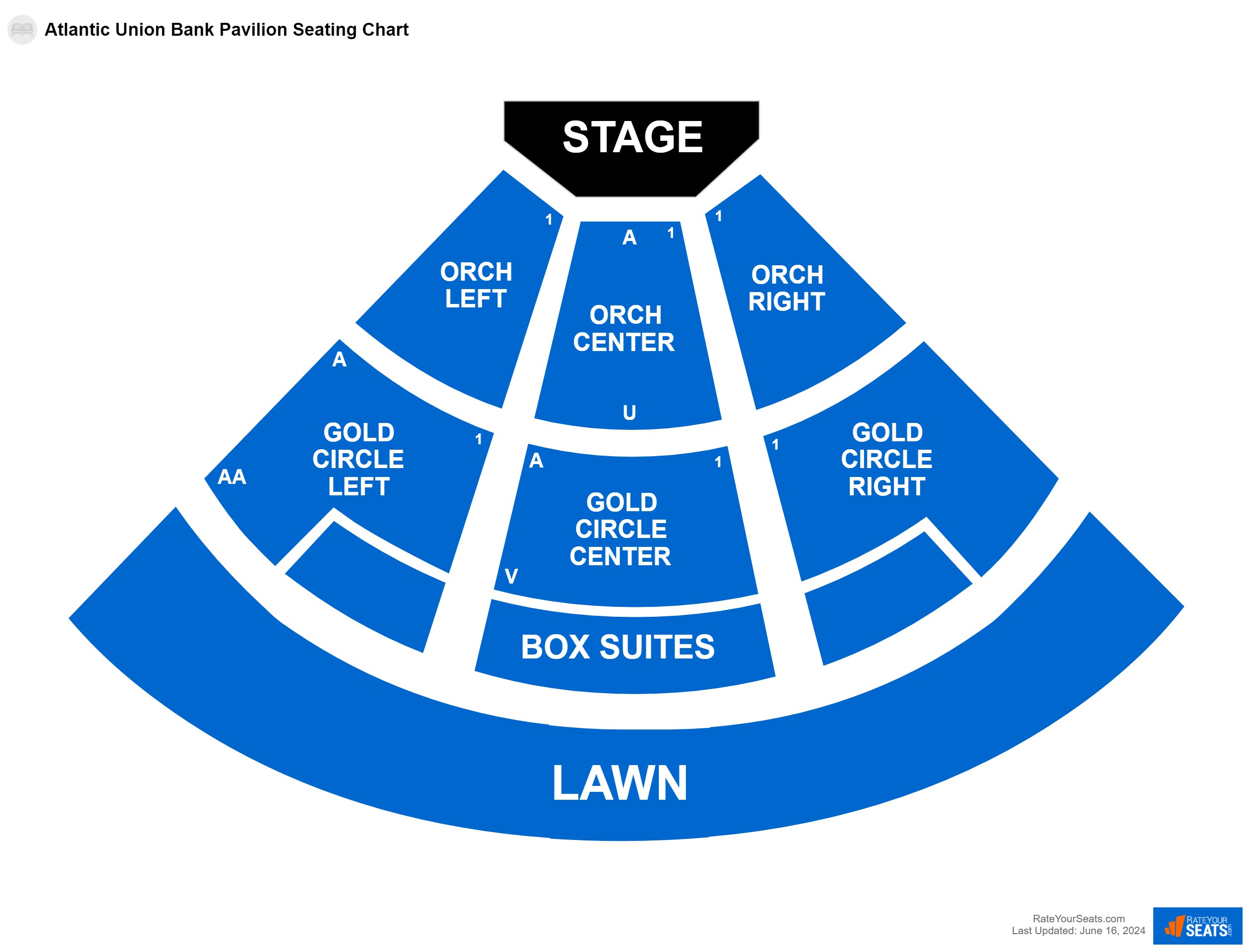 Concert seating chart at Atlantic Union Bank Pavilion