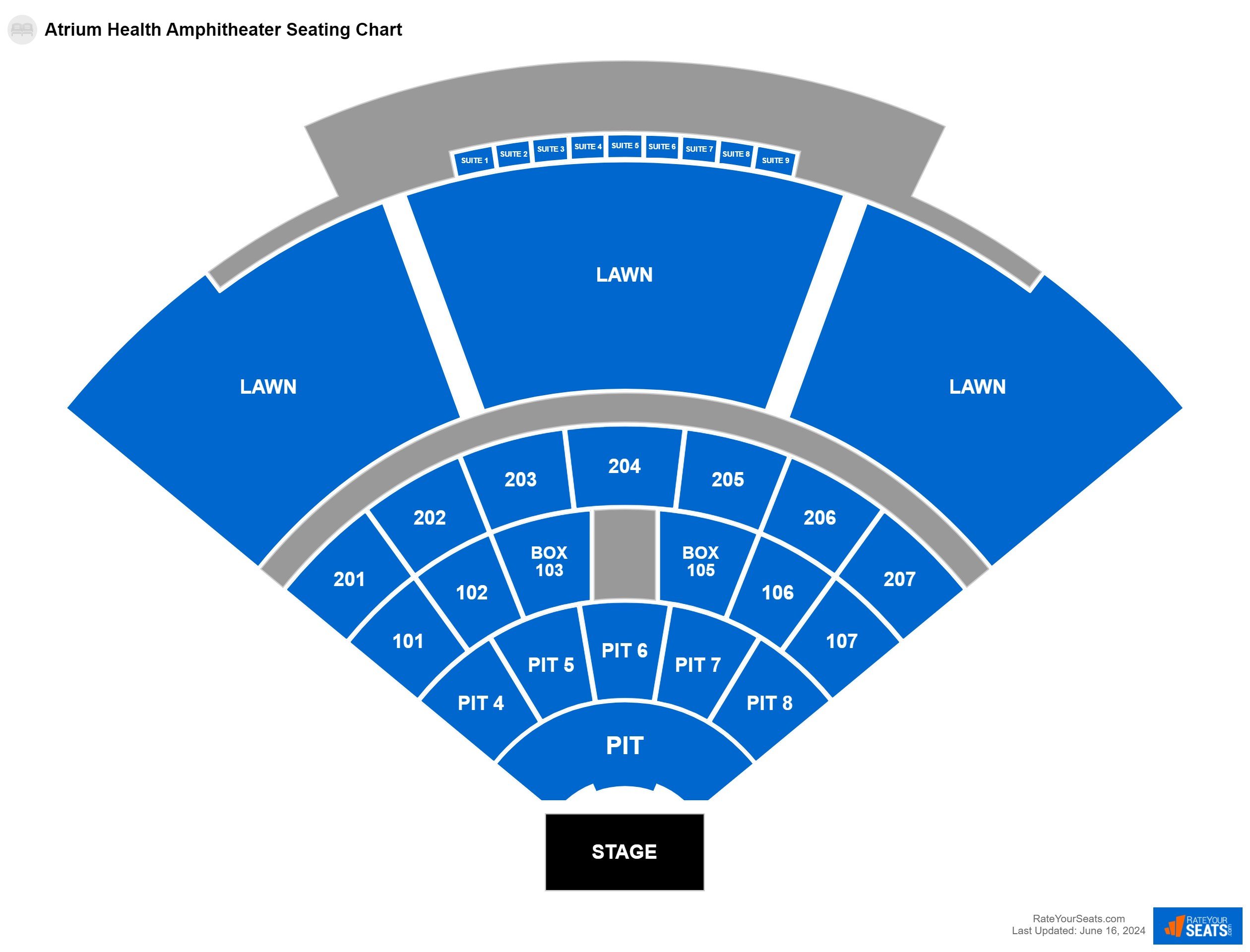 Concert seating chart at Atrium Health Amphitheater