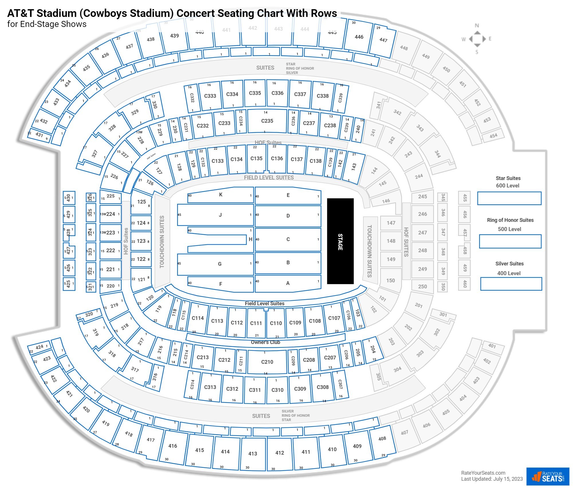 AT&T Stadium Seating Charts for Concerts - RateYourSeats.com