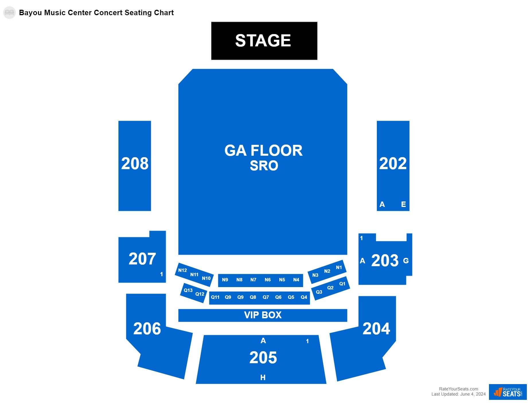 Bayou Music Center Seating Charts