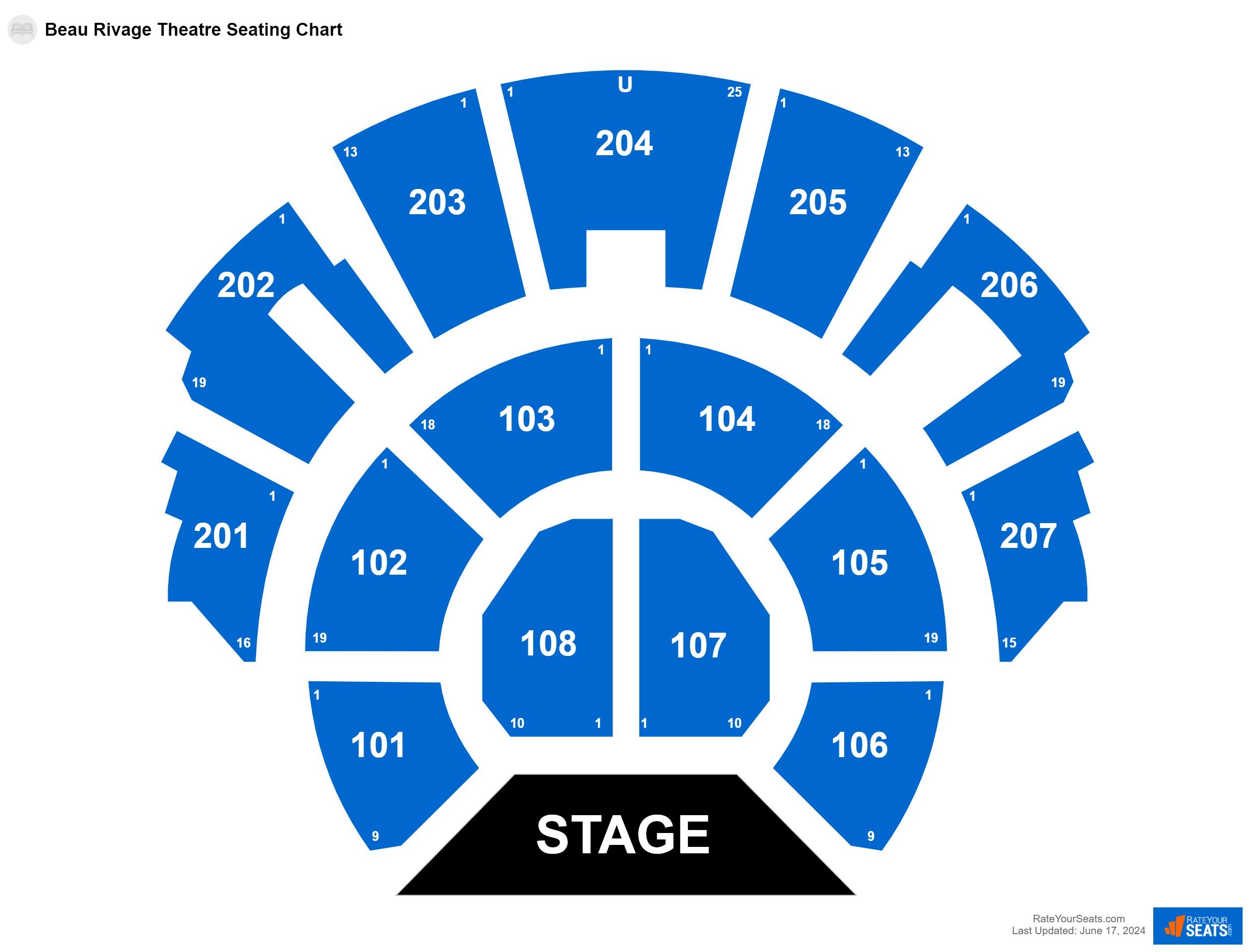 Comedy seating chart at Beau Rivage Theatre