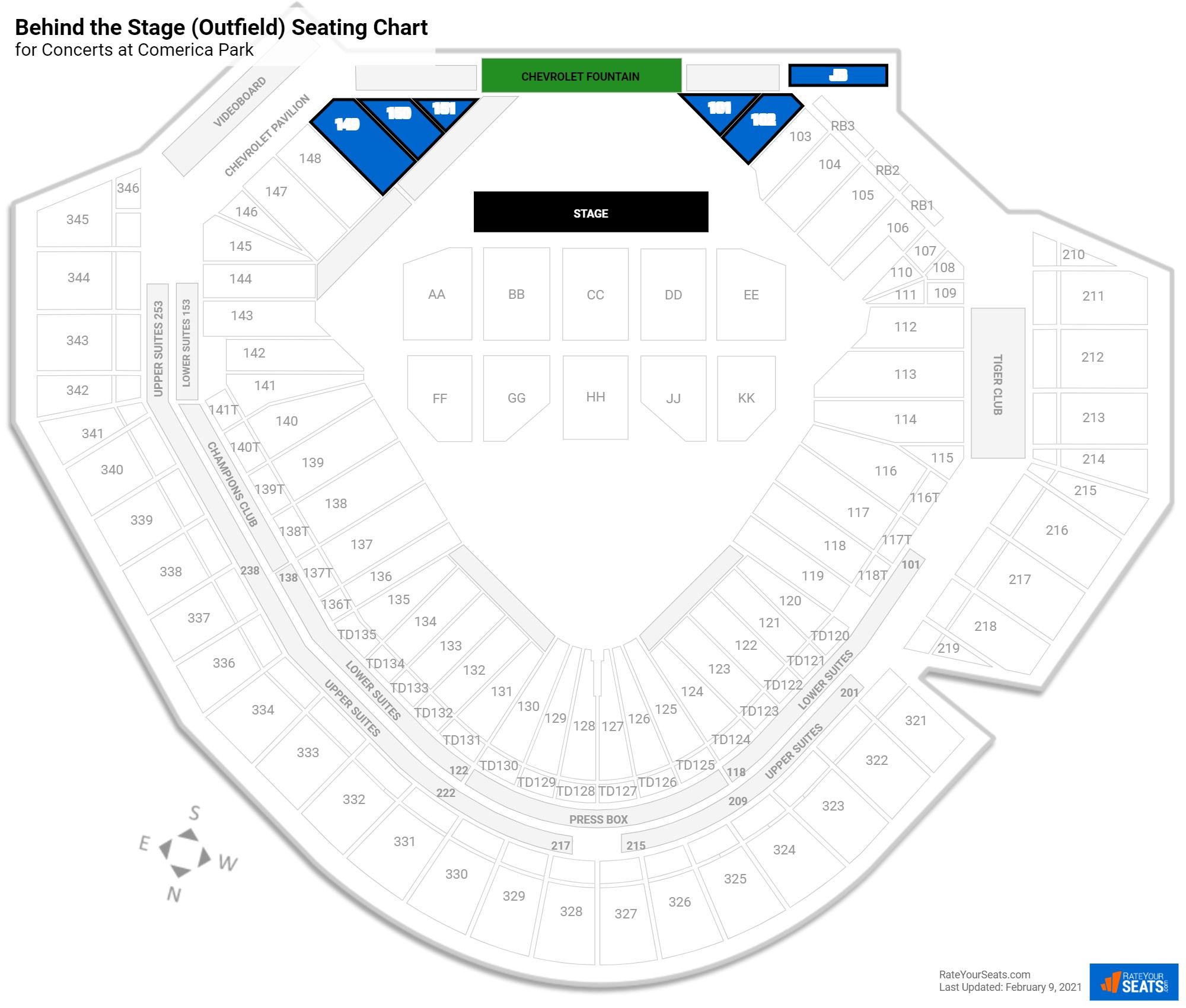 Comerica Park Seating for Concerts - RateYourSeats.com