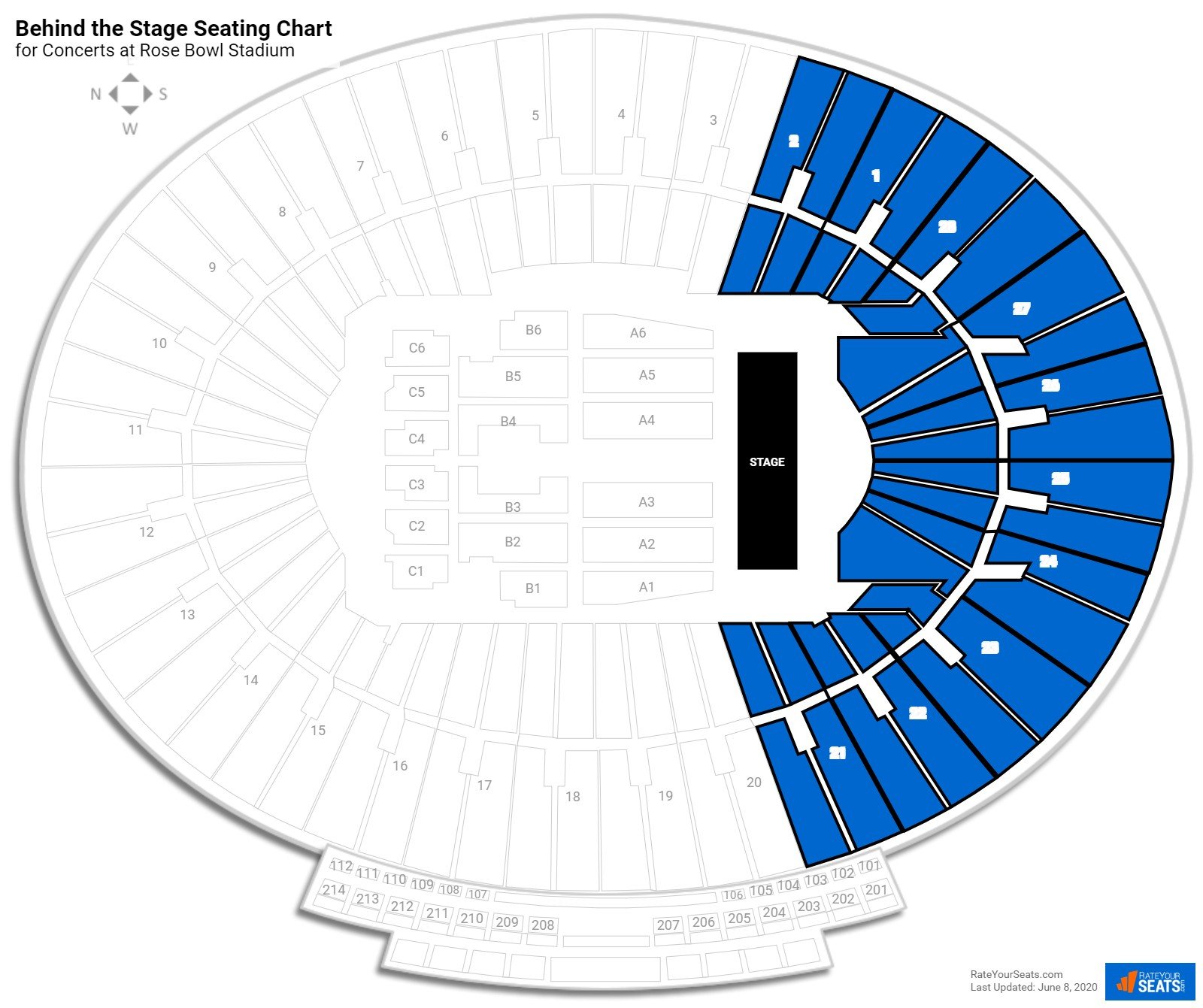 Rose Bowl Stadium Seating for Concerts