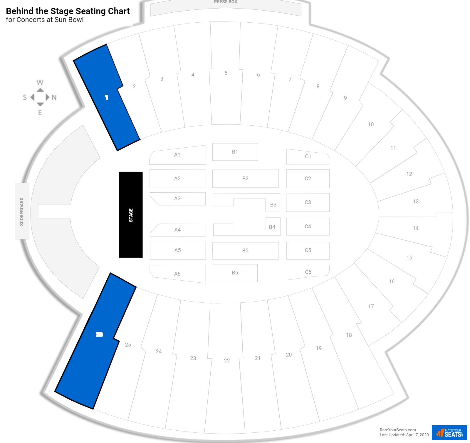 Sun Bowl Seating for Concerts