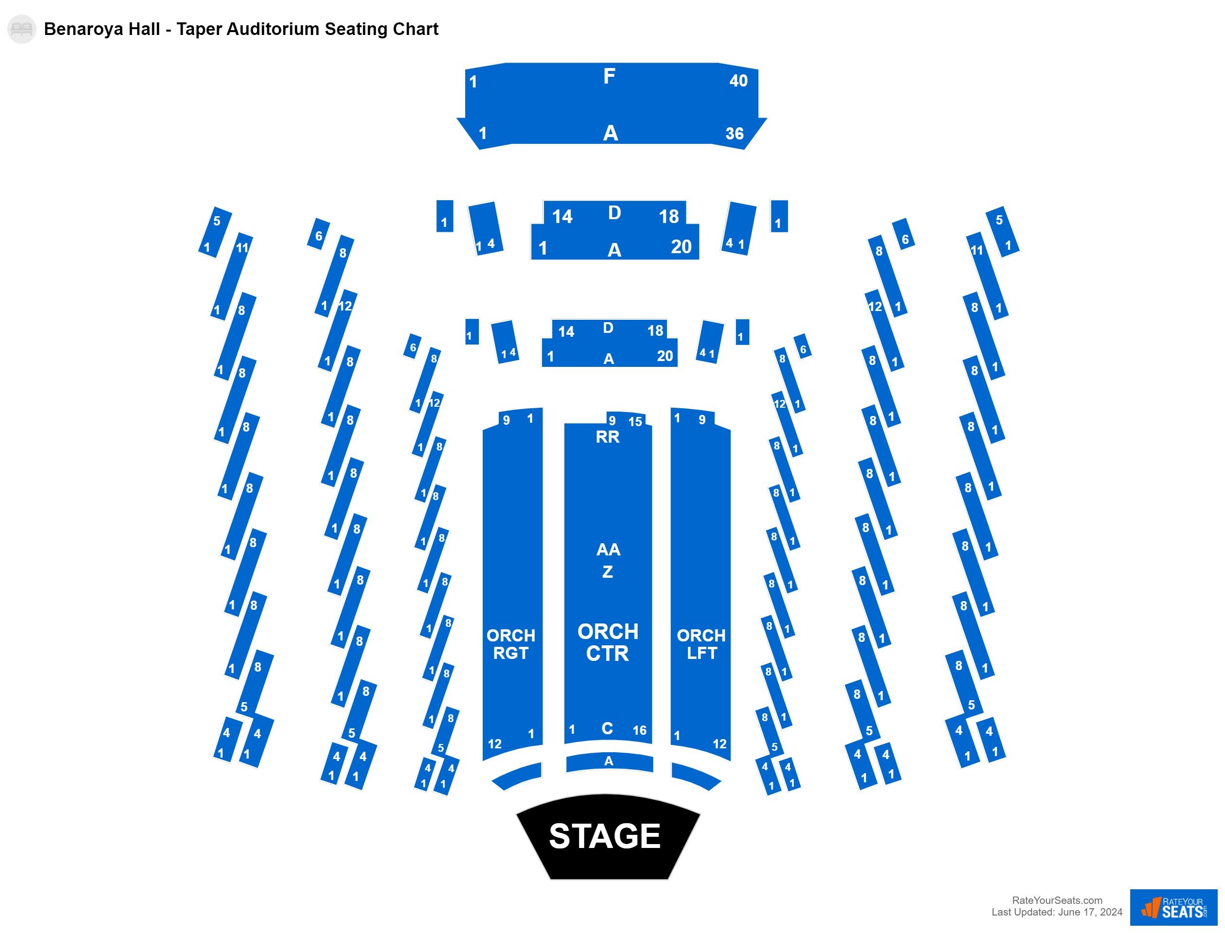 Comedy seating chart at Benaroya Hall - Taper Auditorium