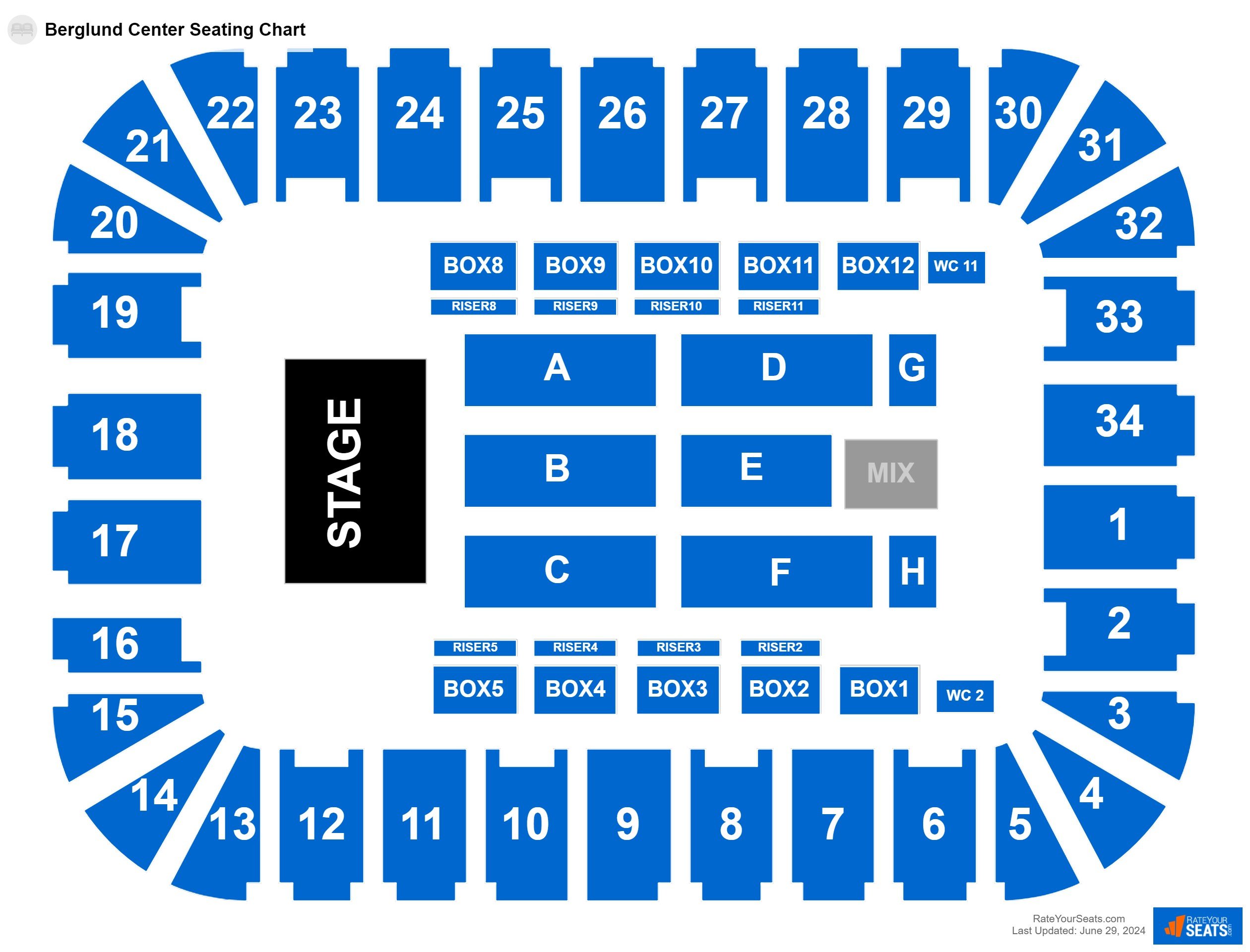 Comedy seating chart at Berglund Center