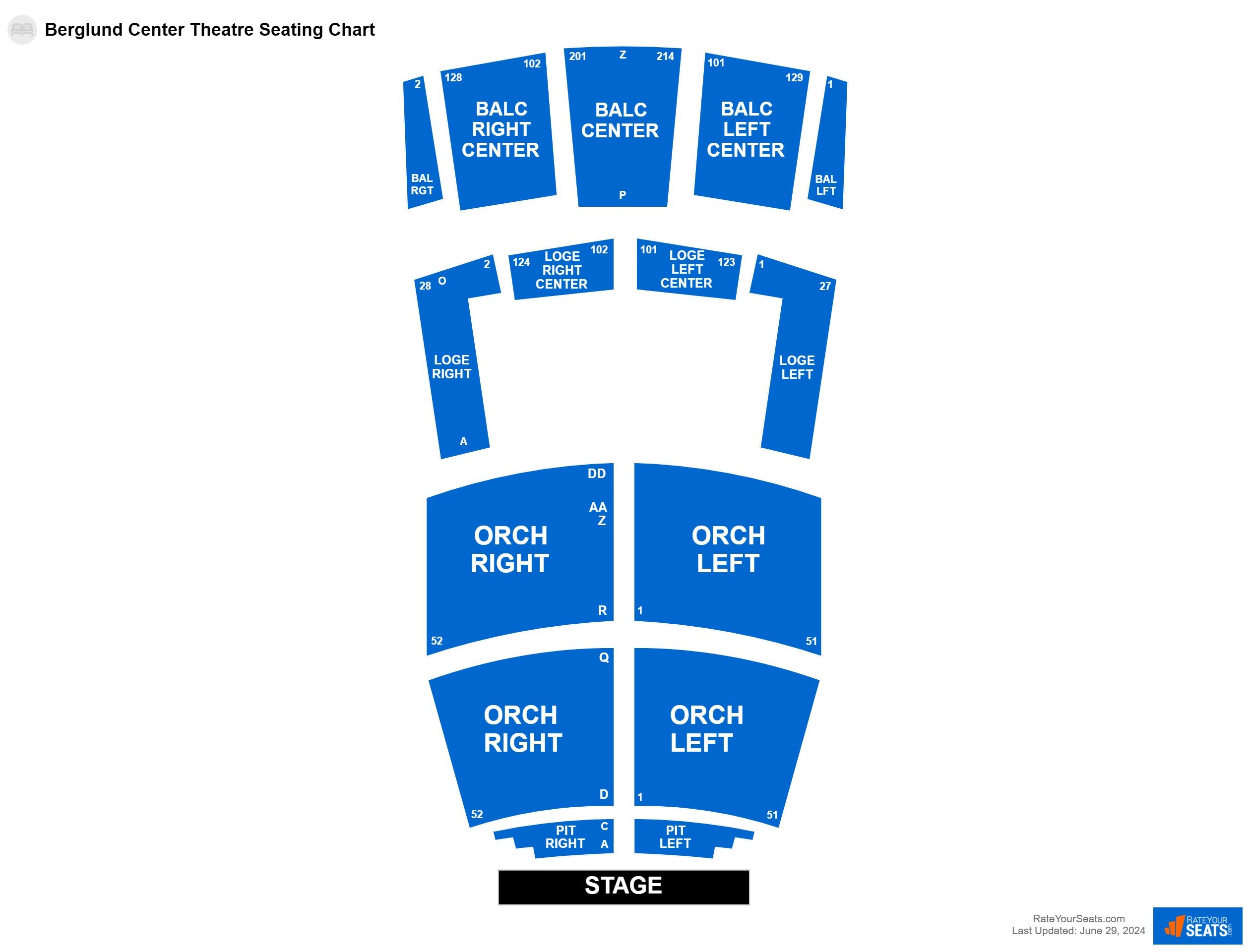 Family seating chart at Berglund Center