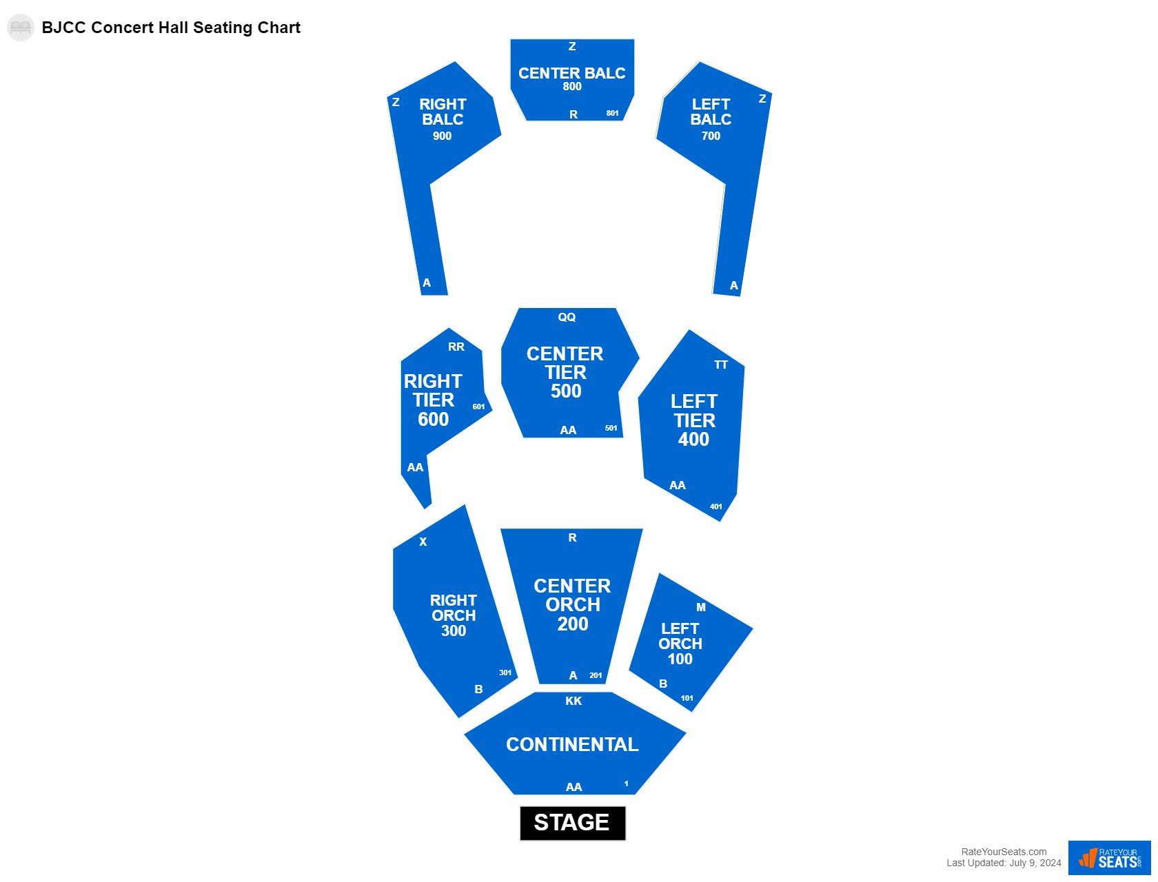 Concert seating chart at BJCC Concert Hall