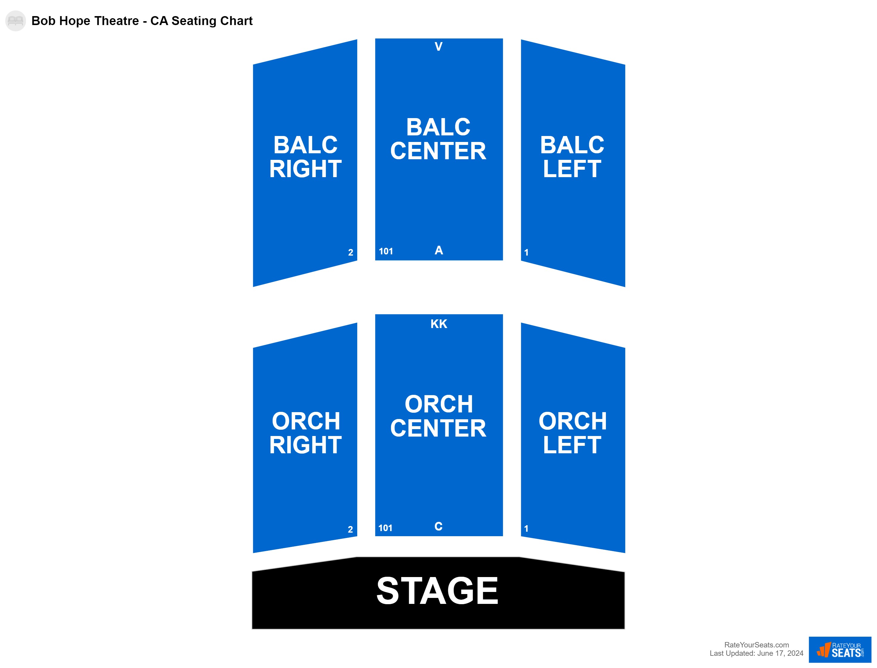 Comedy seating chart at Bob Hope Theatre - CA