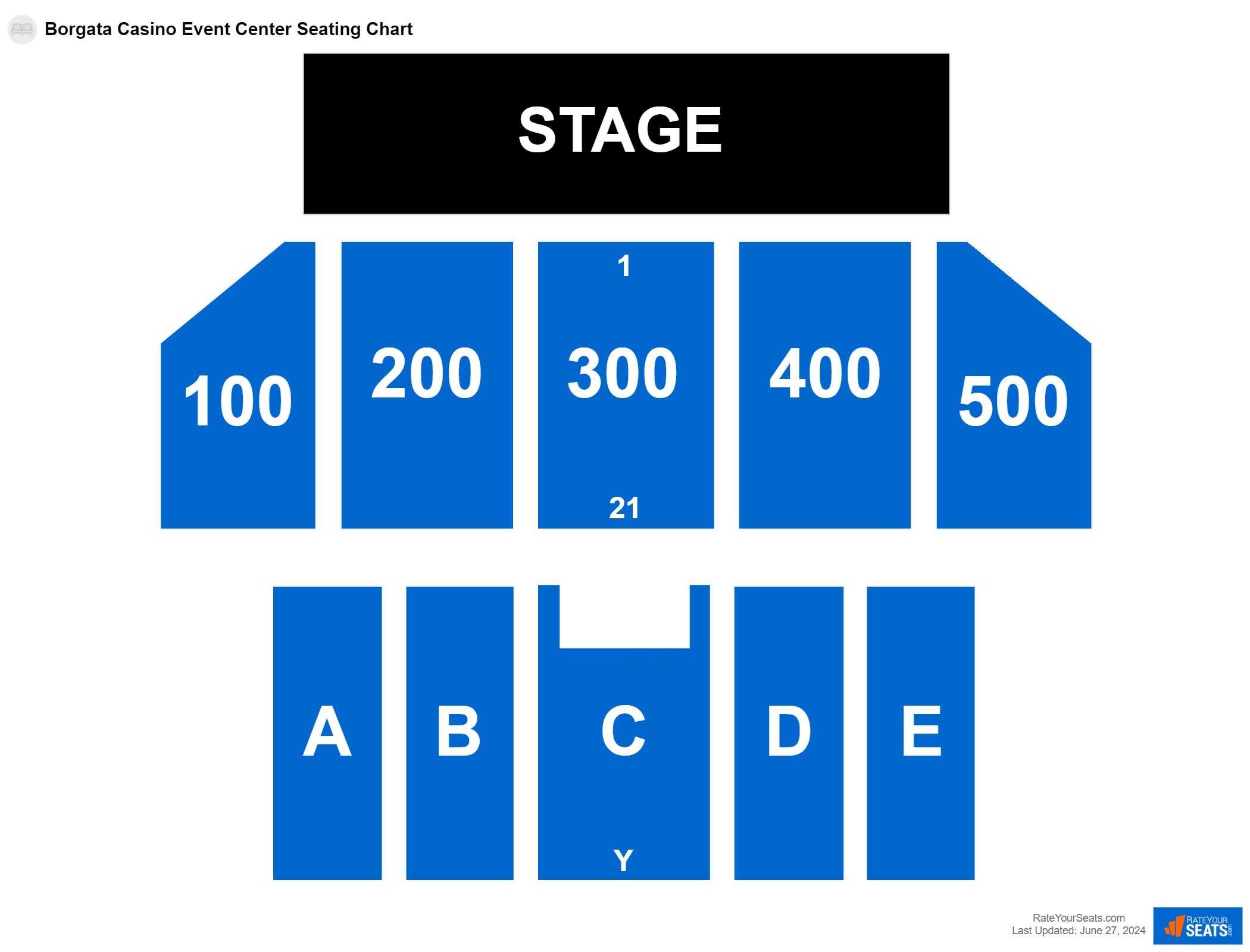 Comedy seating chart at Borgata Casino Event Center