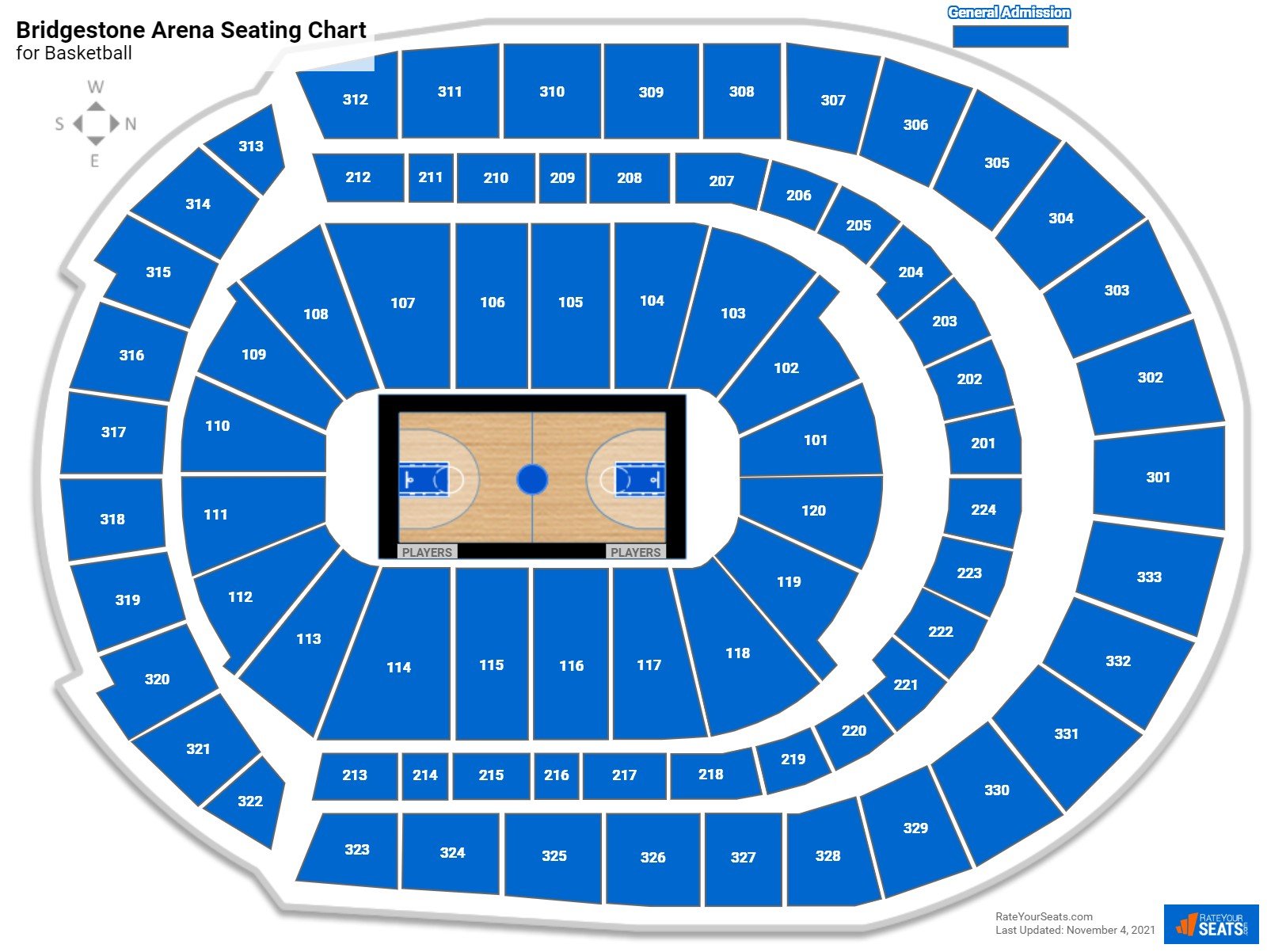 Bridgestone Arena Seating Charts For Concerts Rateyourseats Com