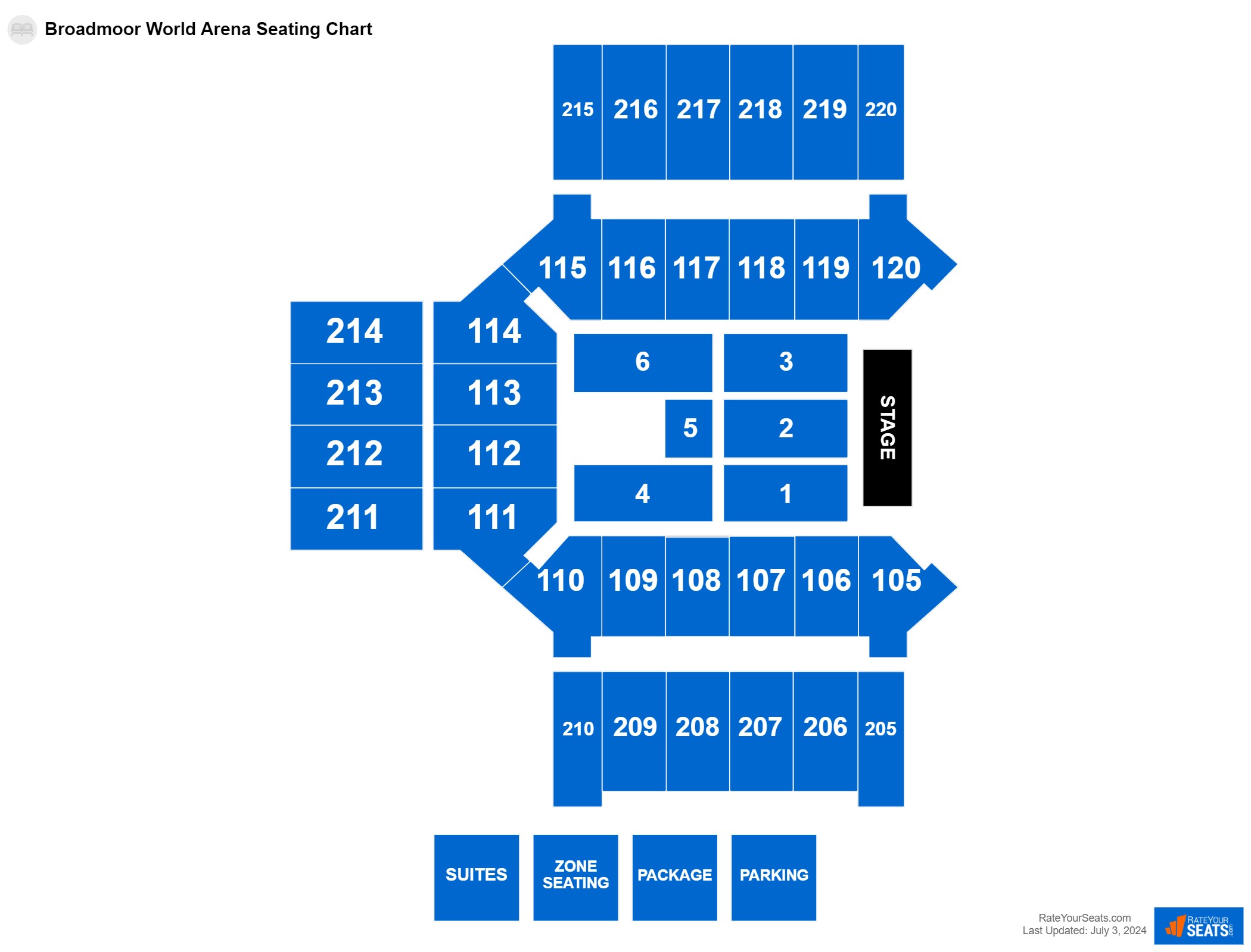 Theater seating chart at Broadmoor World Arena