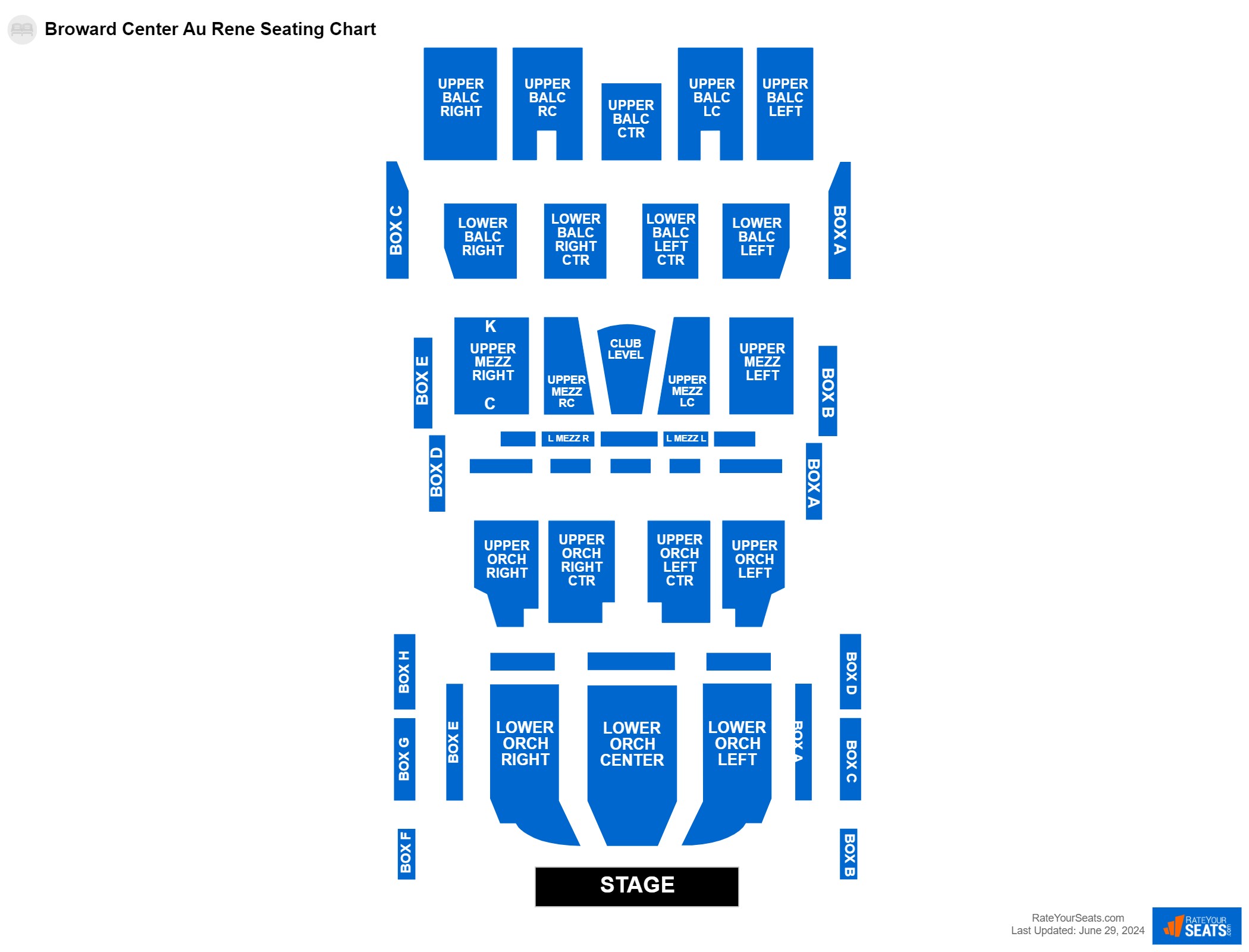Comedy seating chart at Broward Center Au Rene