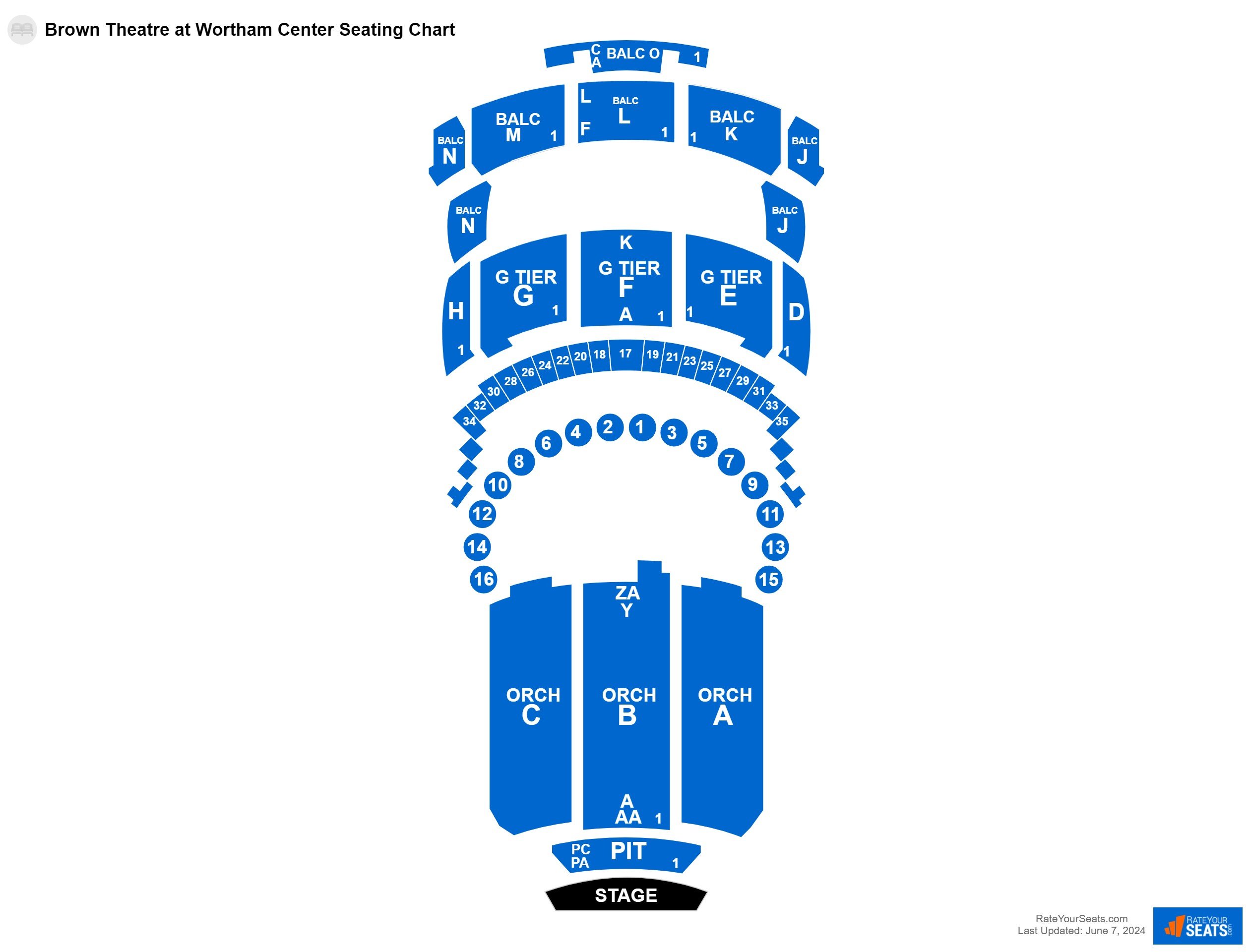 Concert seating chart at Brown Theatre at Wortham Center