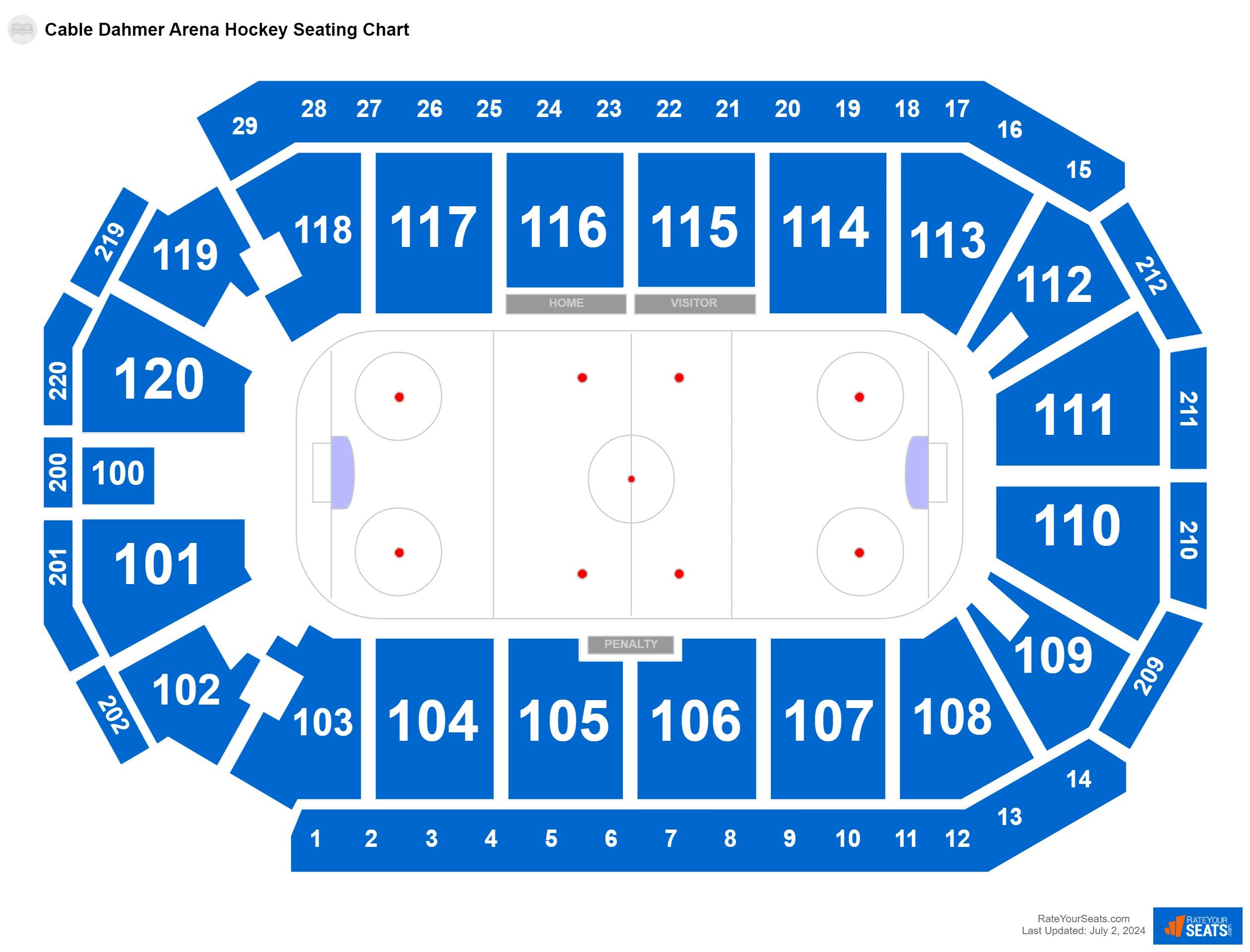 Hockey seating chart at Cable Dahmer Arena