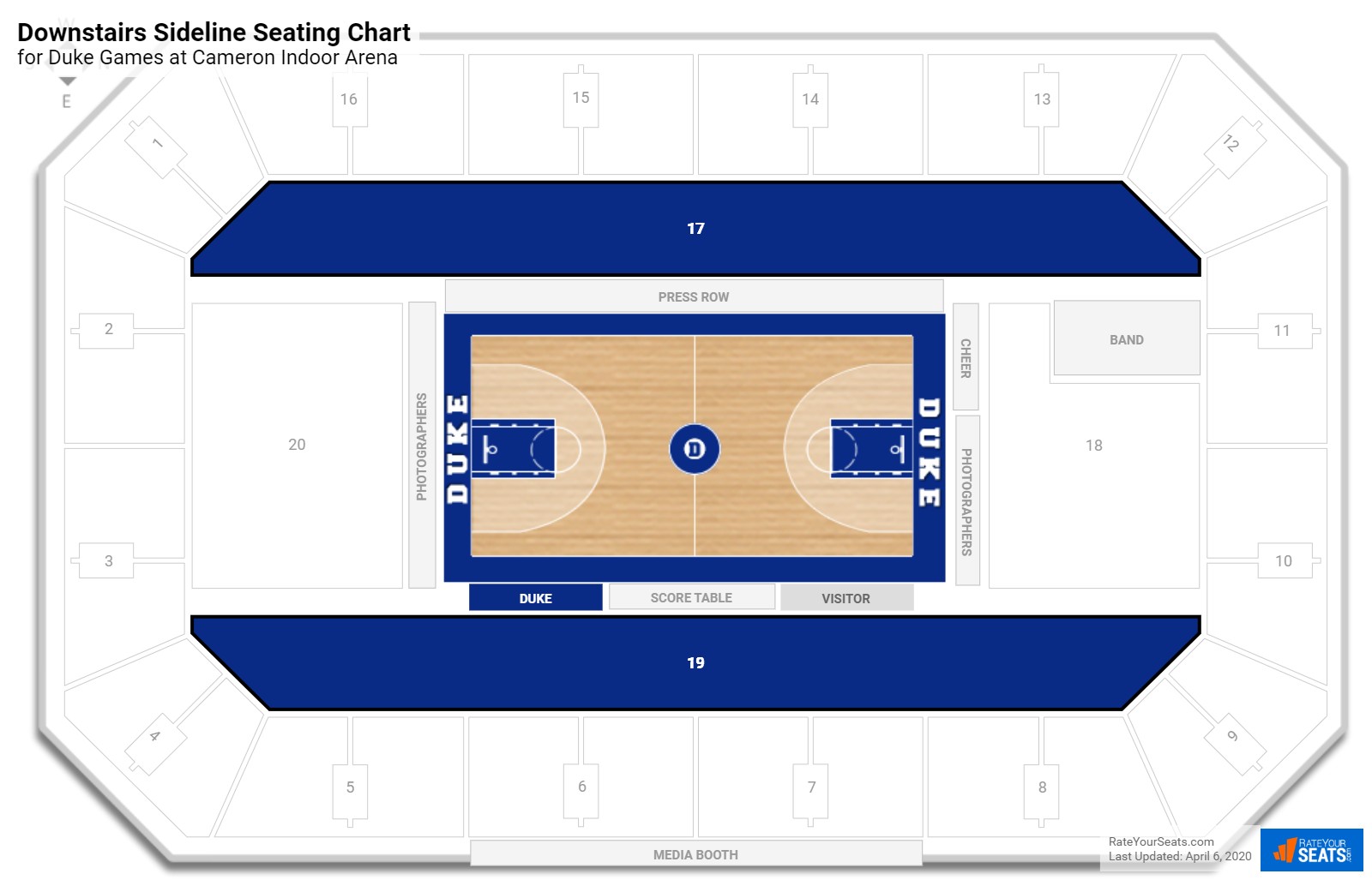 Cameron Indoor Stadium Seating Map