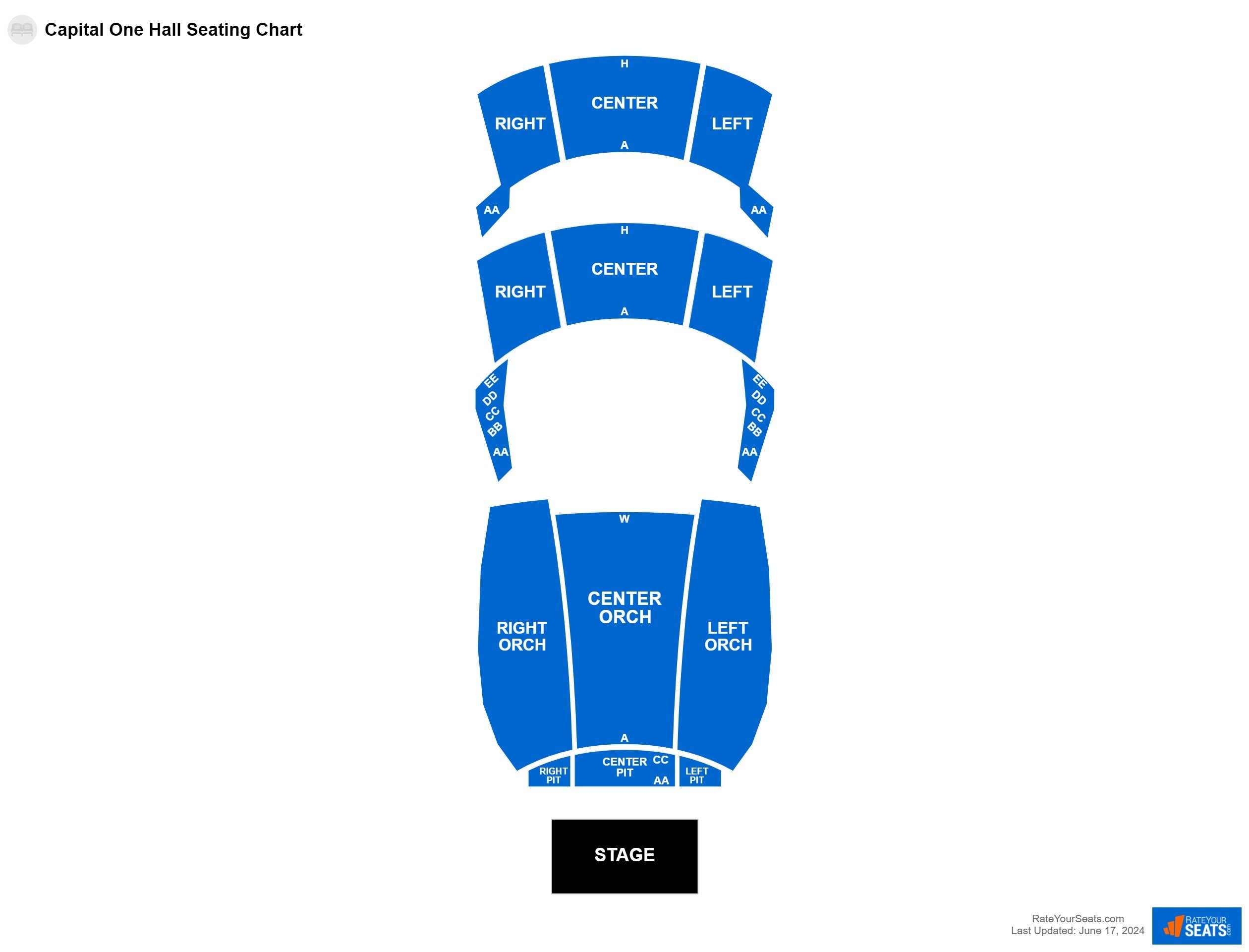 Comedy seating chart at Capital One Hall