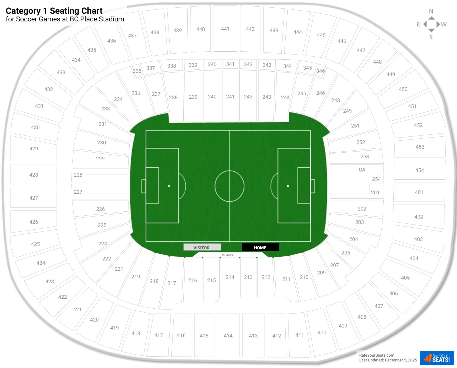 click to enlarge Soccer Category 1 Seating Chart at BC Place Stadium