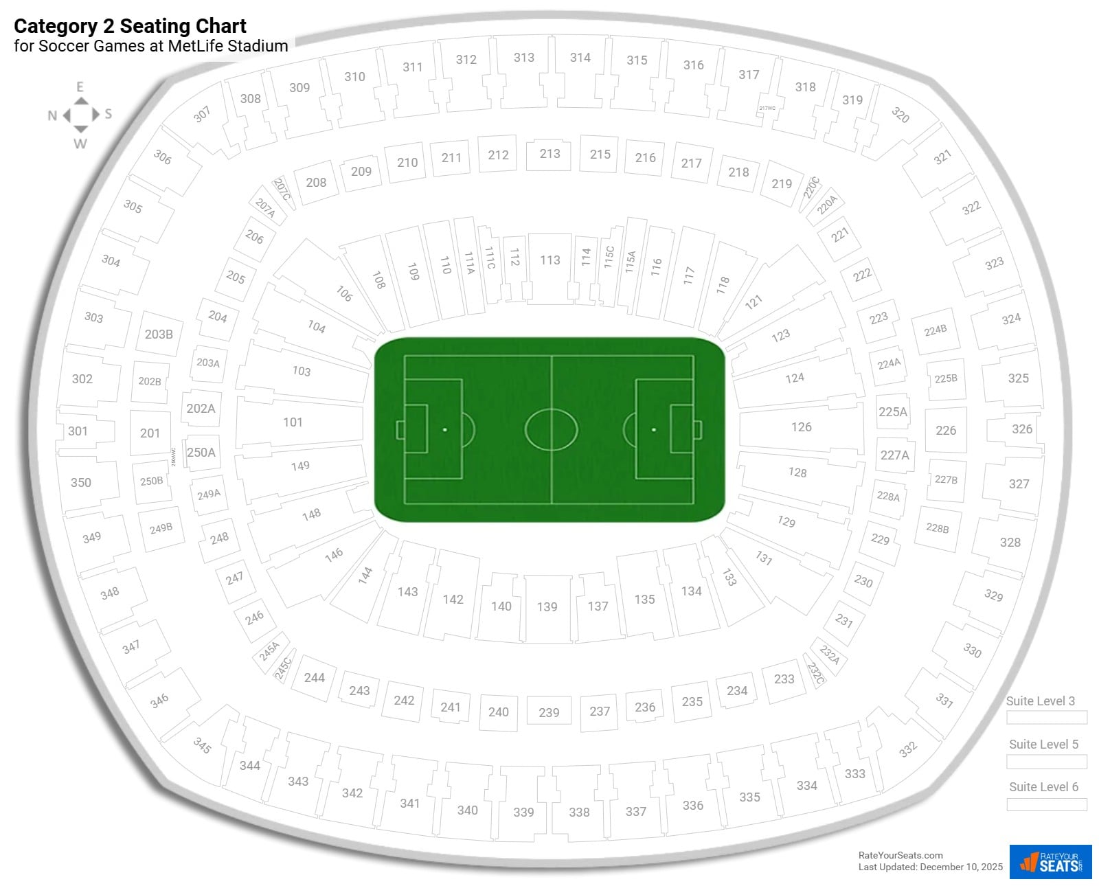 click to enlarge Soccer Category 2 Seating Chart at MetLife Stadium