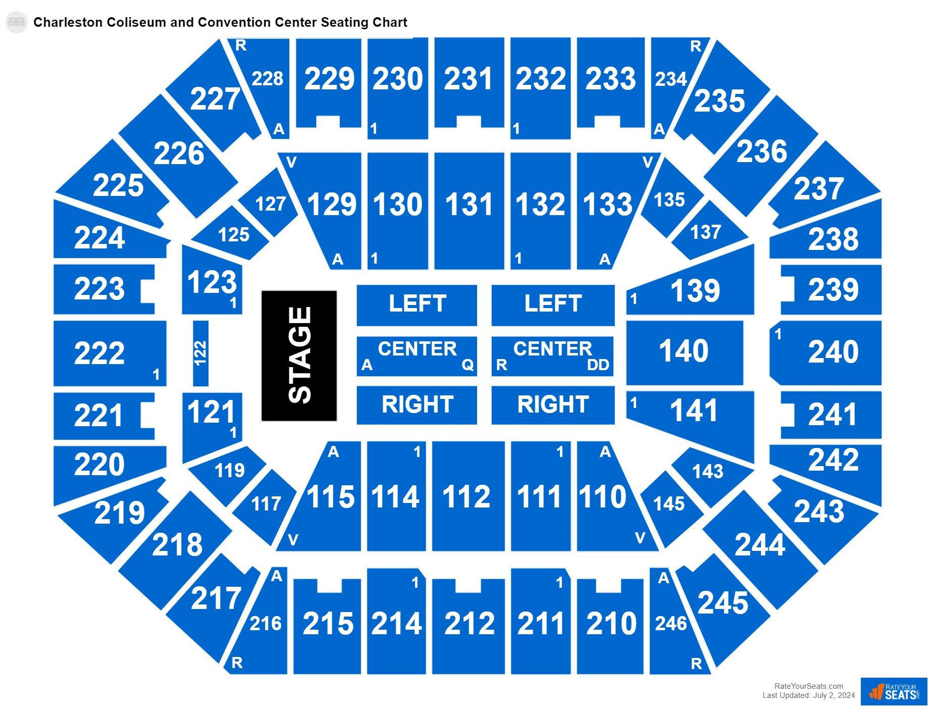 Concert seating chart at Charleston Coliseum and Convention Center