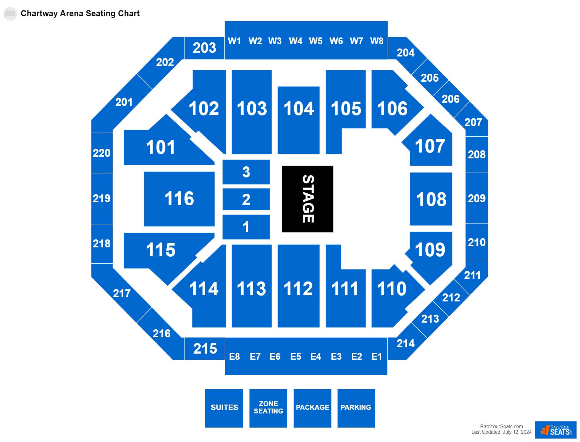 Concert seating chart at Chartway Arena