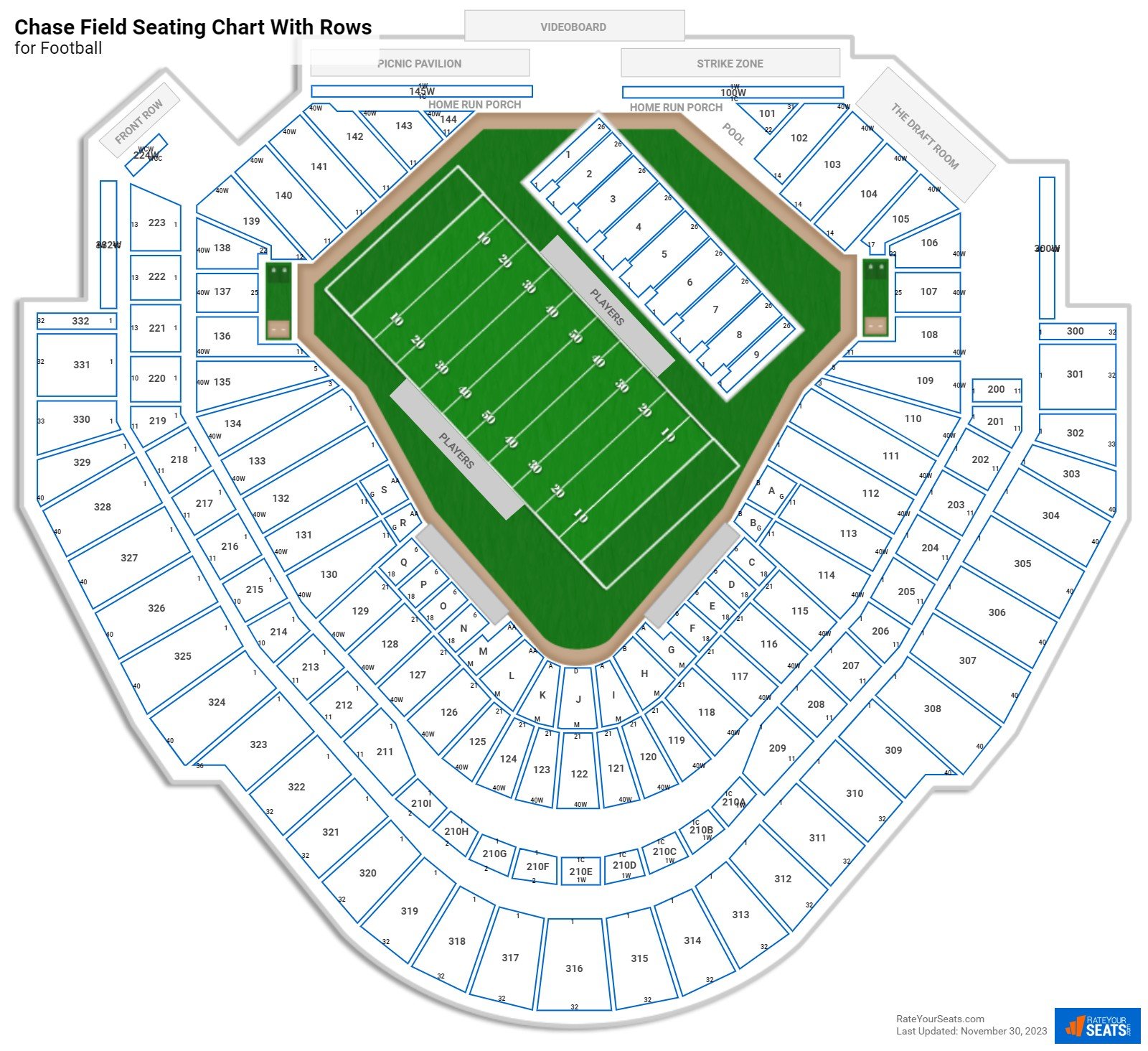 Chase Field Seating Charts for Football